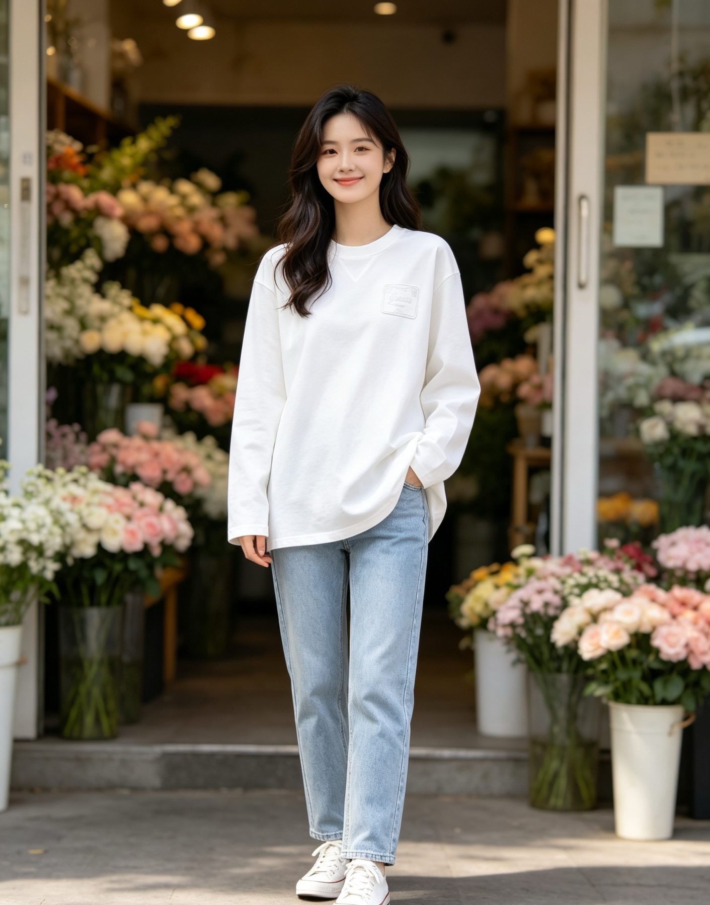 Gucci 26SS Embroidered Logo Plaque Long Sleeve Top