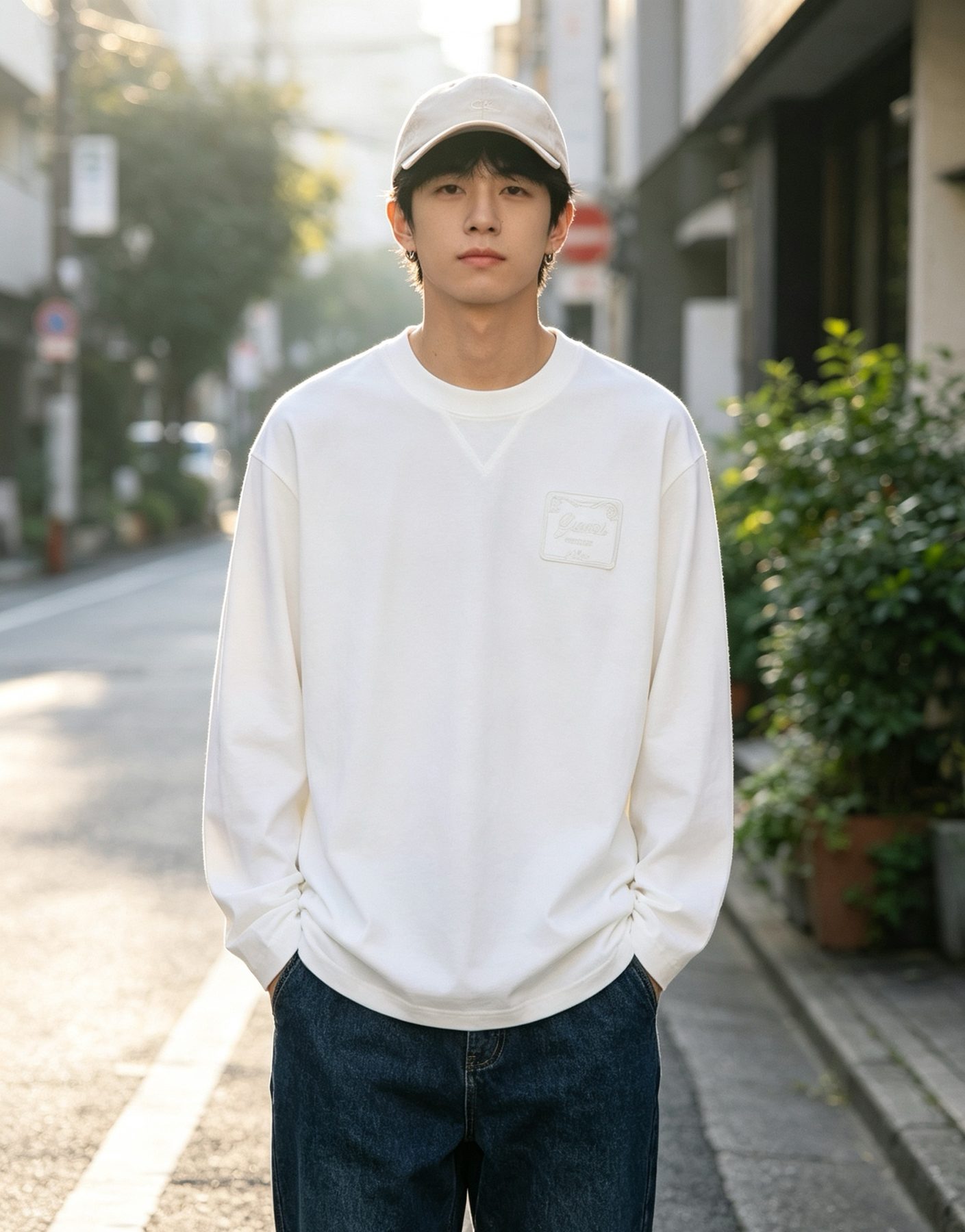 Gucci 26SS Embroidered Logo Plaque Long Sleeve Top