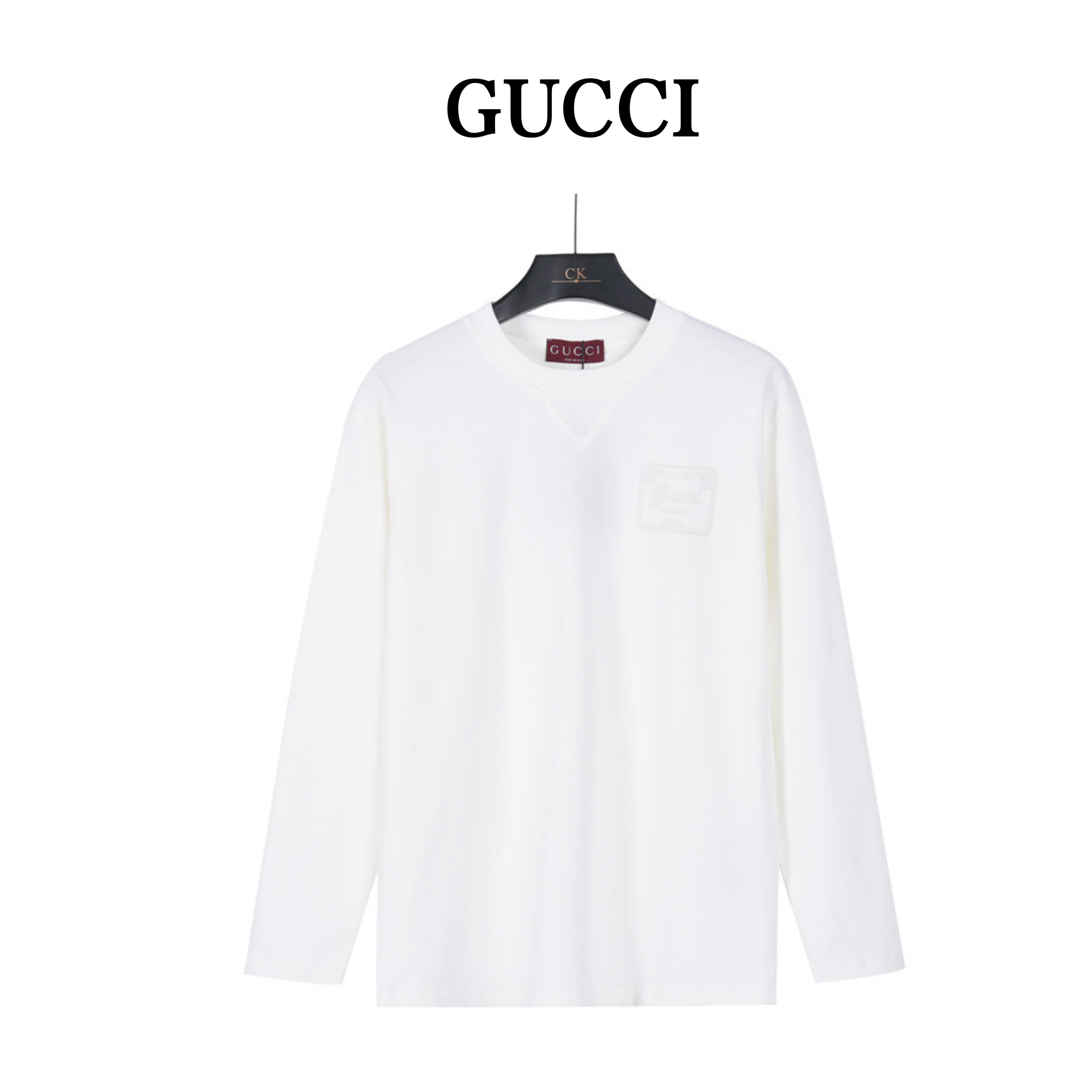Gucci 26SS Embroidered Logo Plaque Long Sleeve Top