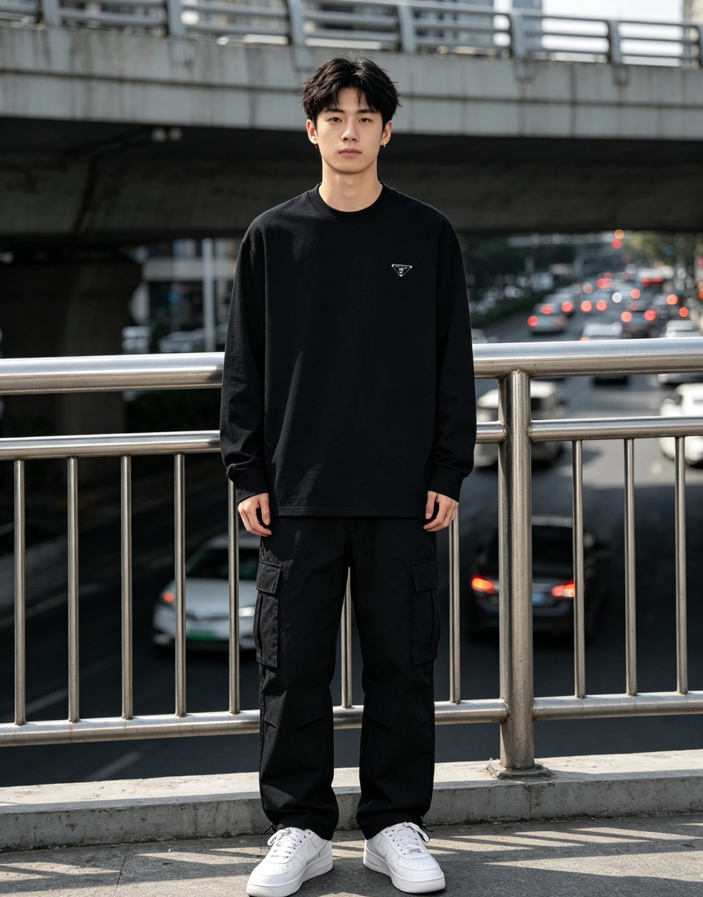 Prada Triangle Logo Long Sleeve Top