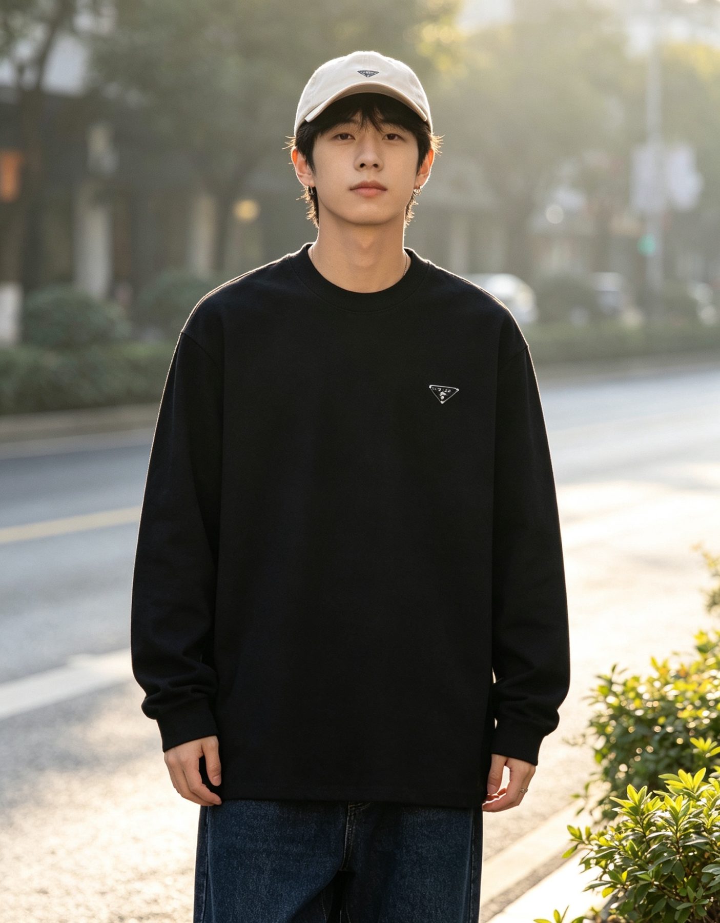 Prada Triangle Logo Long Sleeve Top