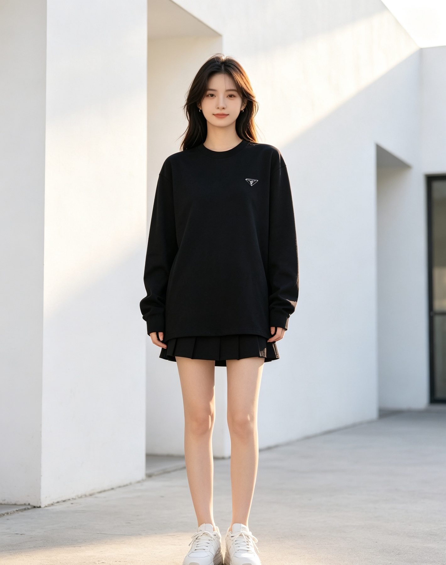 Prada Triangle Logo Long Sleeve Top
