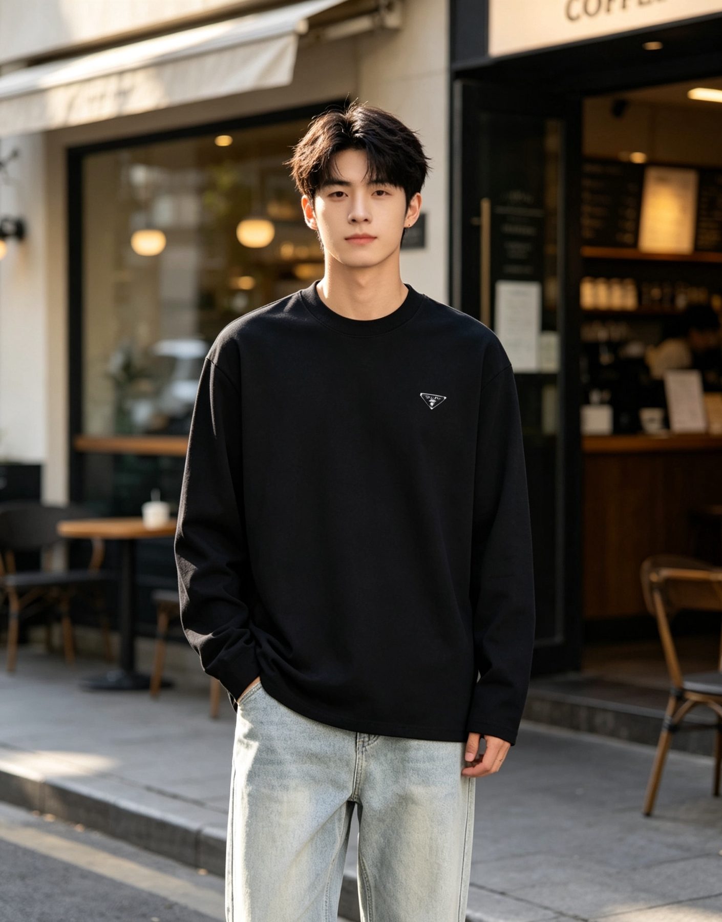 Prada Triangle Logo Long Sleeve Top