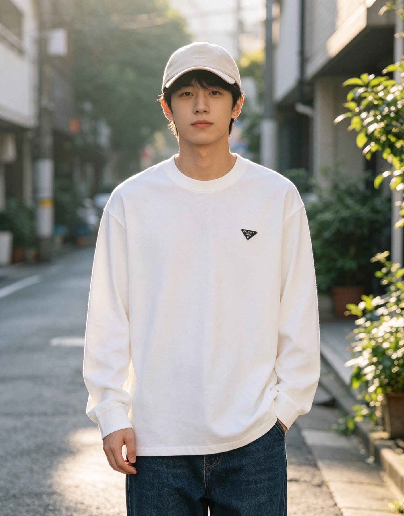 Prada Triangle Logo Long Sleeve Top