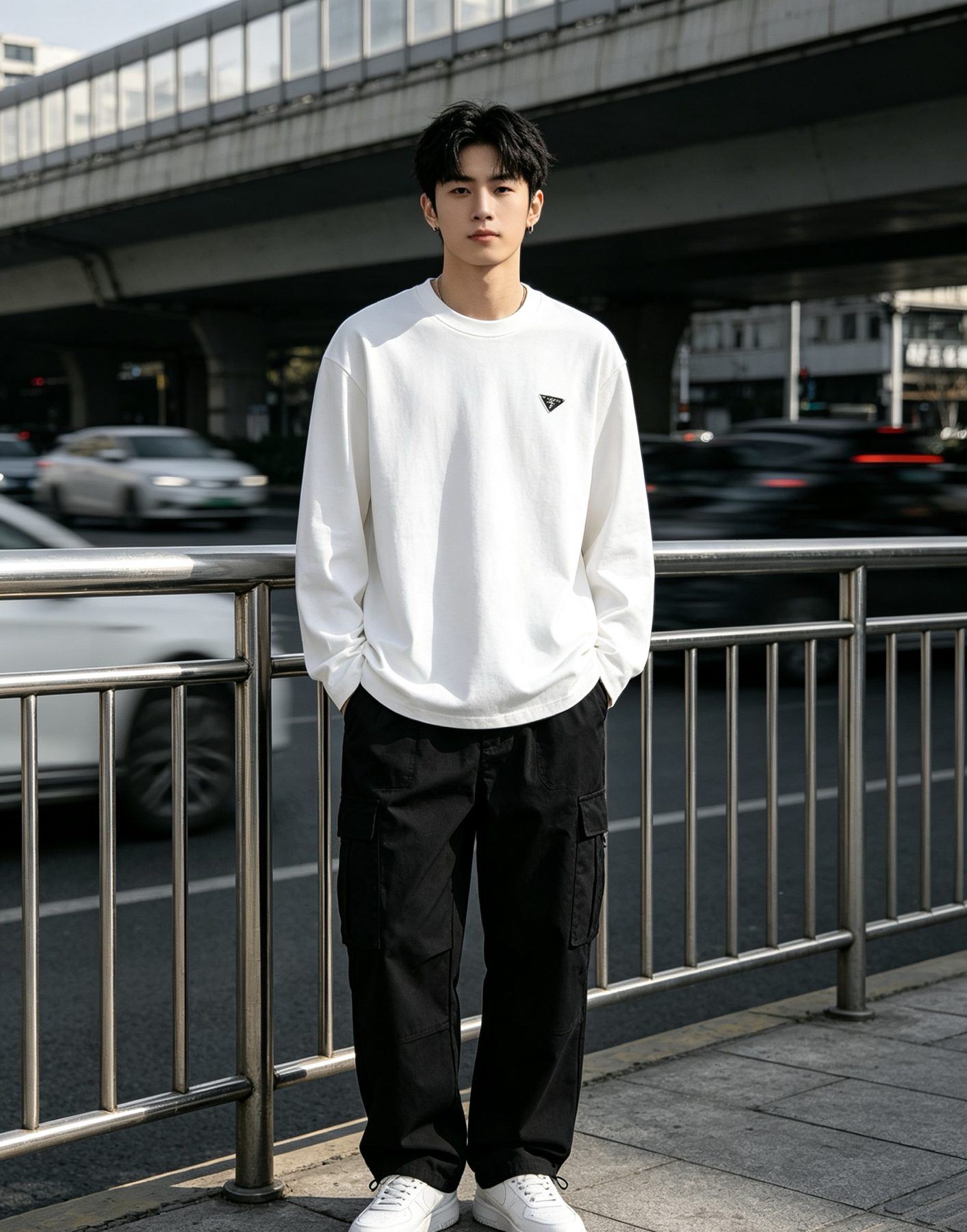 Prada Triangle Logo Long Sleeve Top
