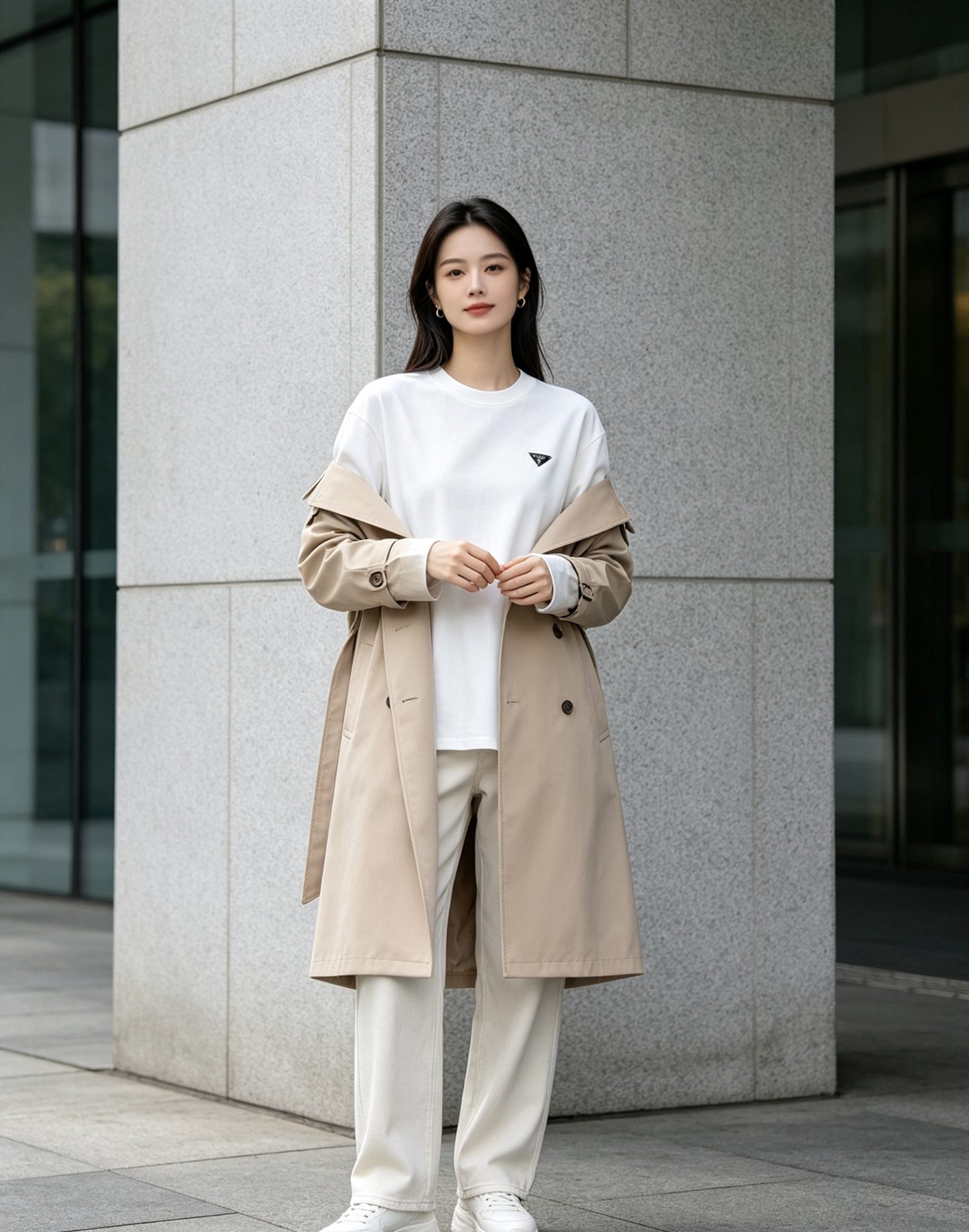 Prada Triangle Logo Long Sleeve Top