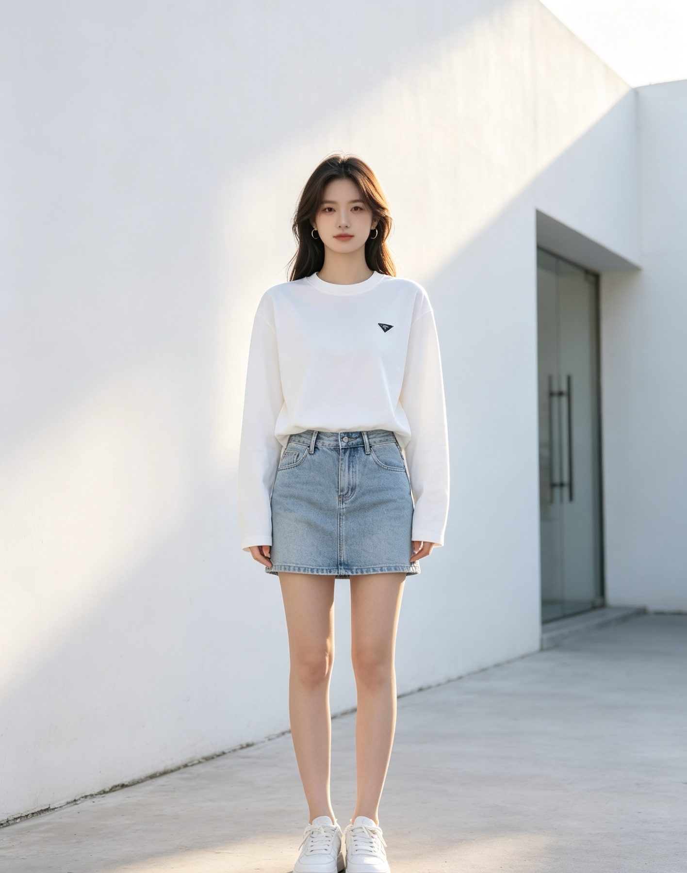 Prada Triangle Logo Long Sleeve Top