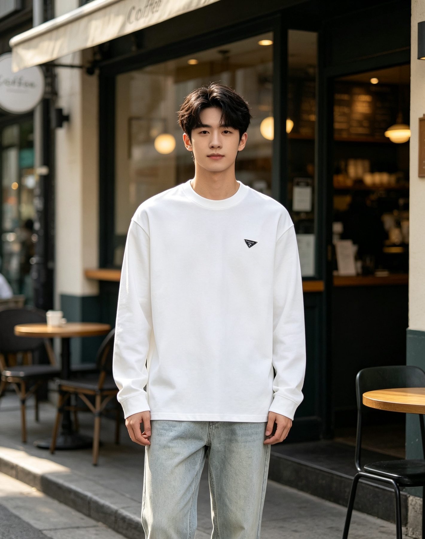 Prada Triangle Logo Long Sleeve Top
