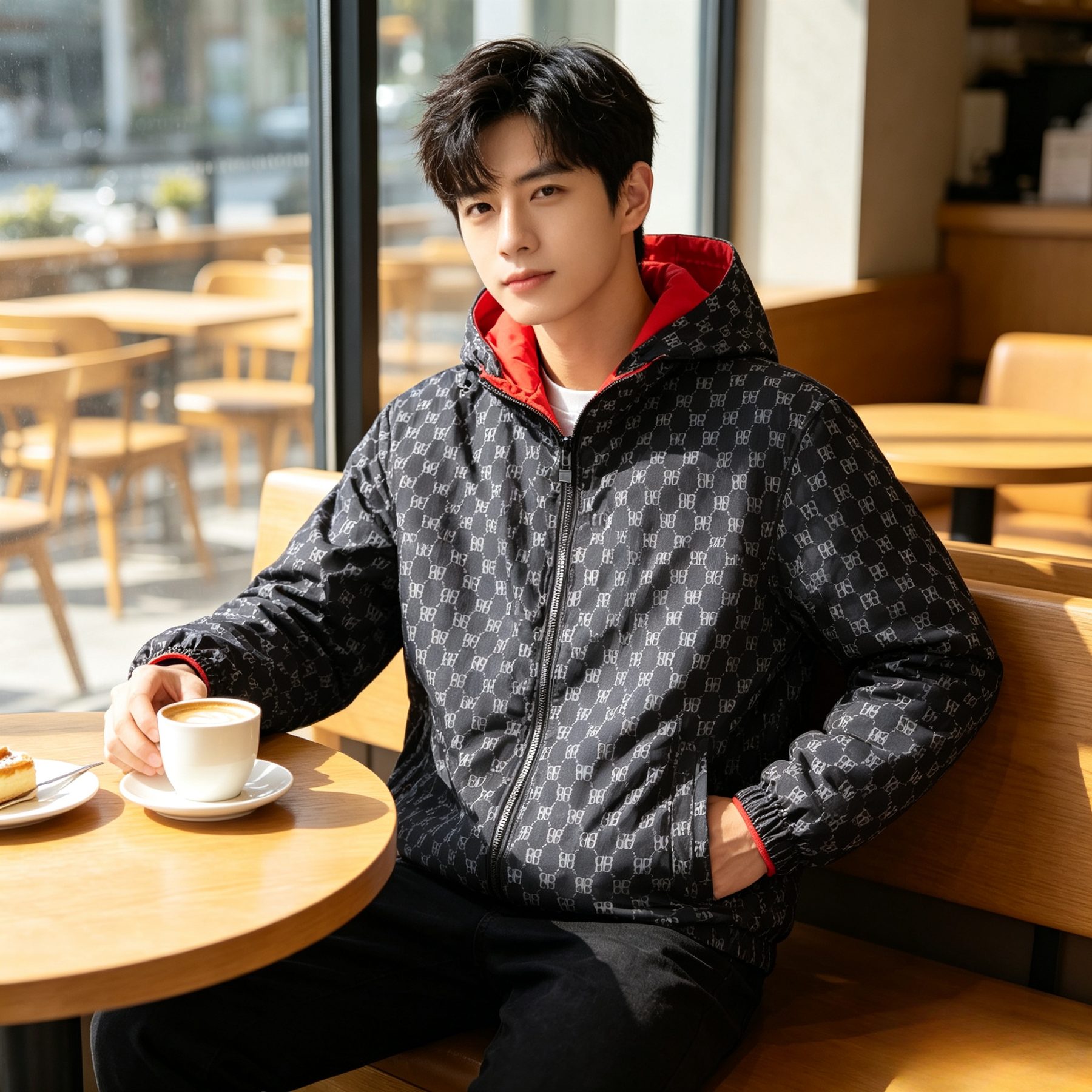 Balenciaga Double B Monogram 3M Embroidered Reversible Hooded Jacket