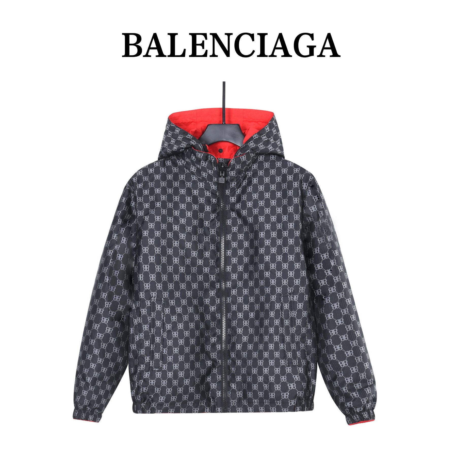 Balenciaga Double B Monogram 3M Embroidered Reversible Hooded Jacket