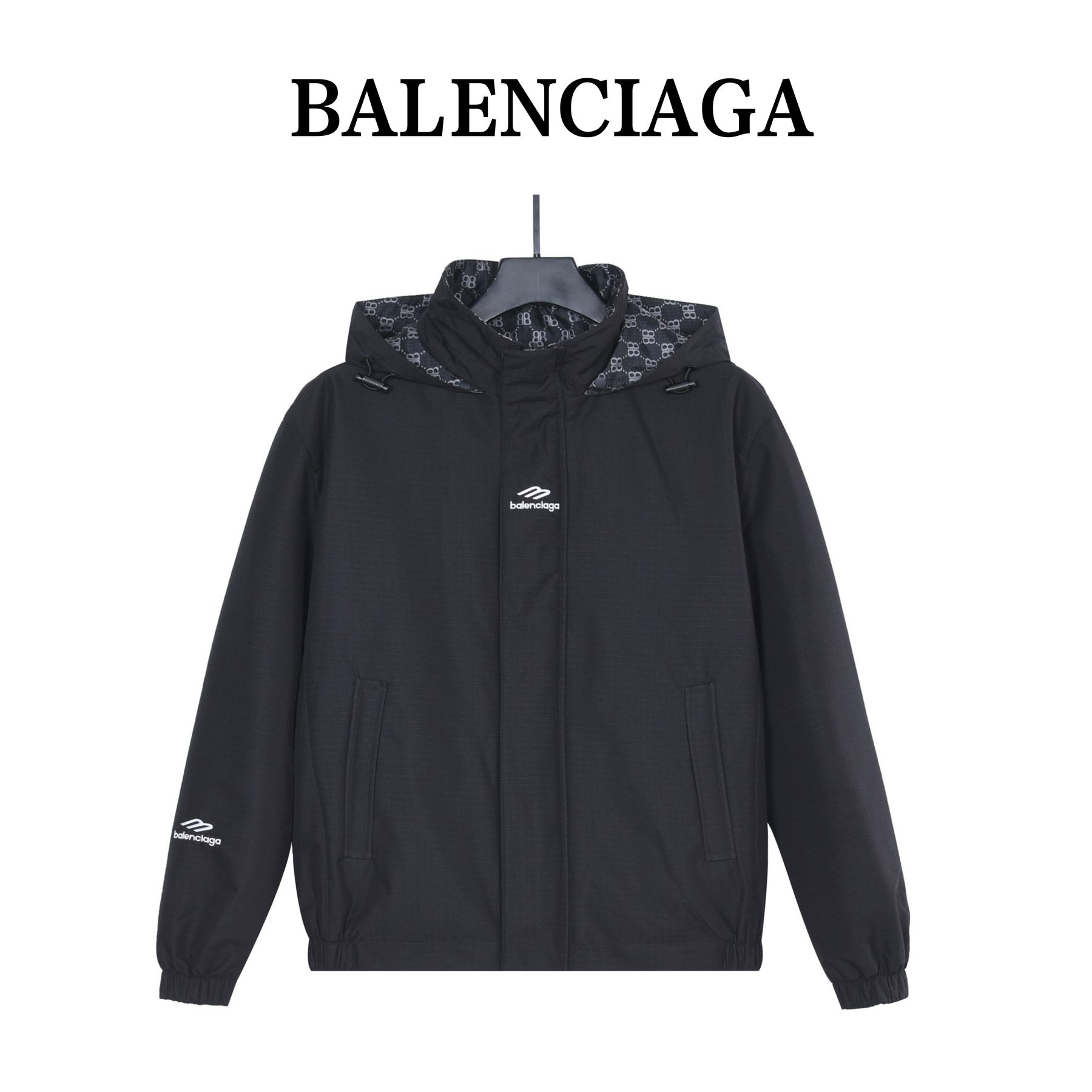Balenciaga Double B Monogram 3M Embroidered Reversible Hooded Jacket