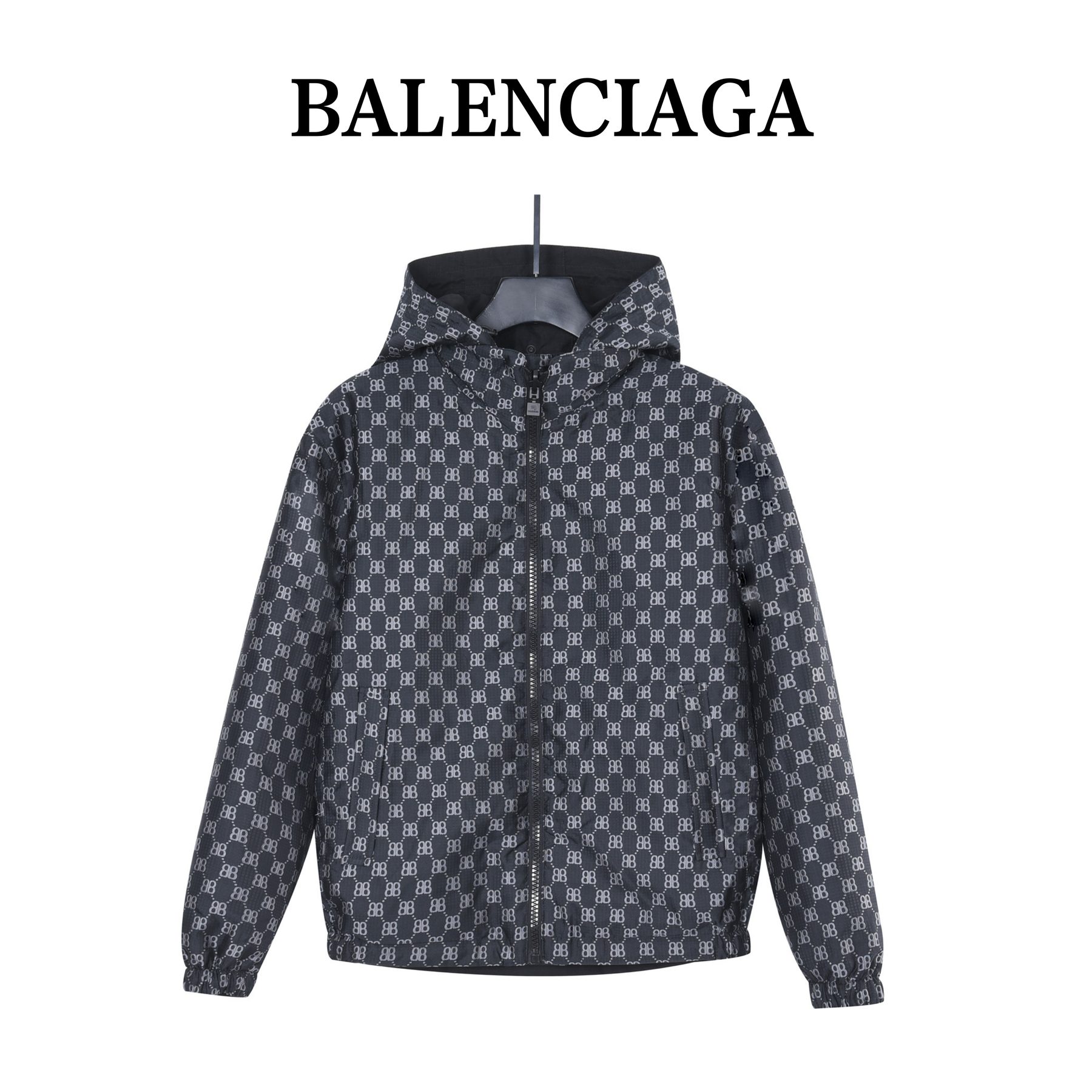 Balenciaga Double B Monogram 3M Embroidered Reversible Hooded Jacket