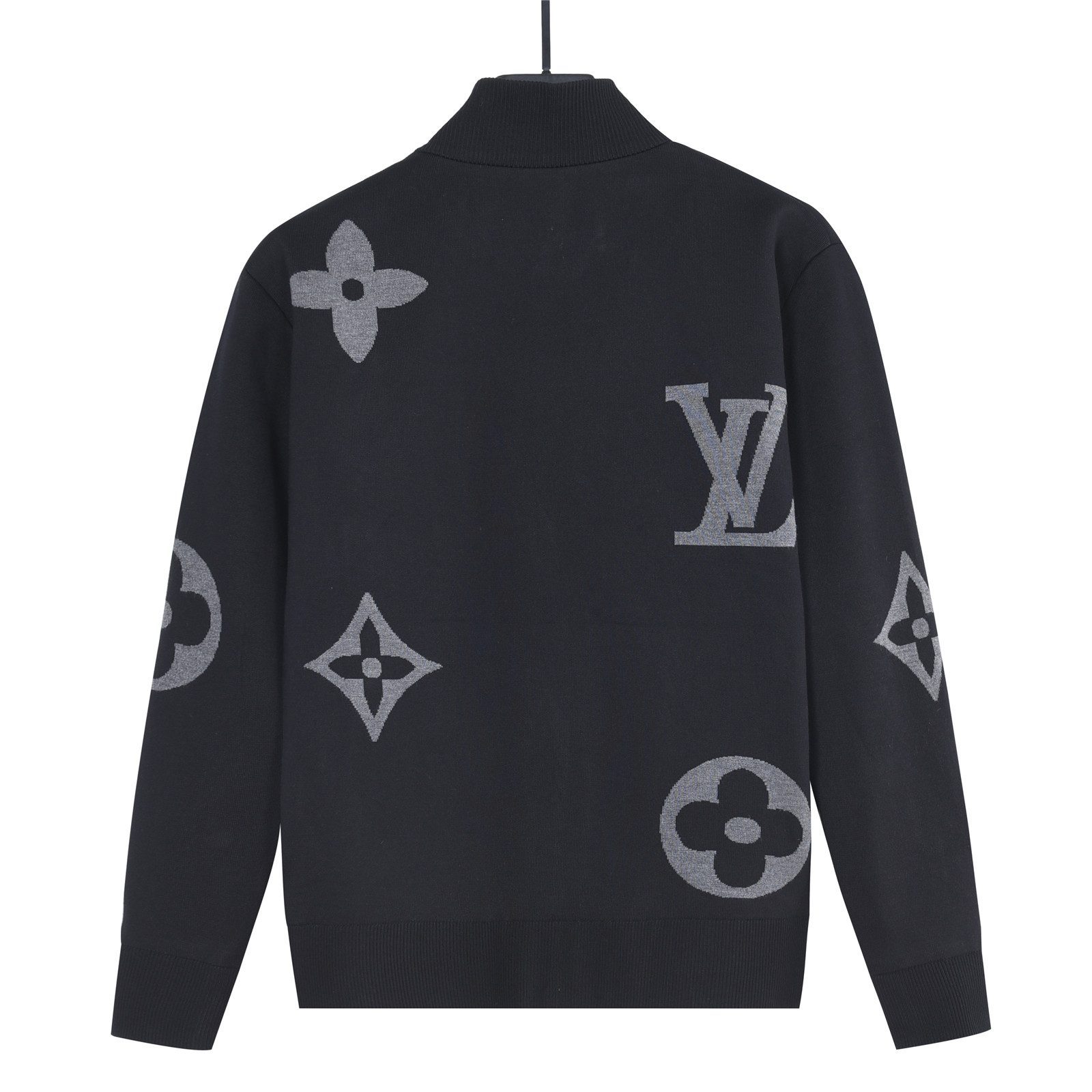 Louis Vuitton Oversized Logo Jacquard Stand Collar Knit Jacket