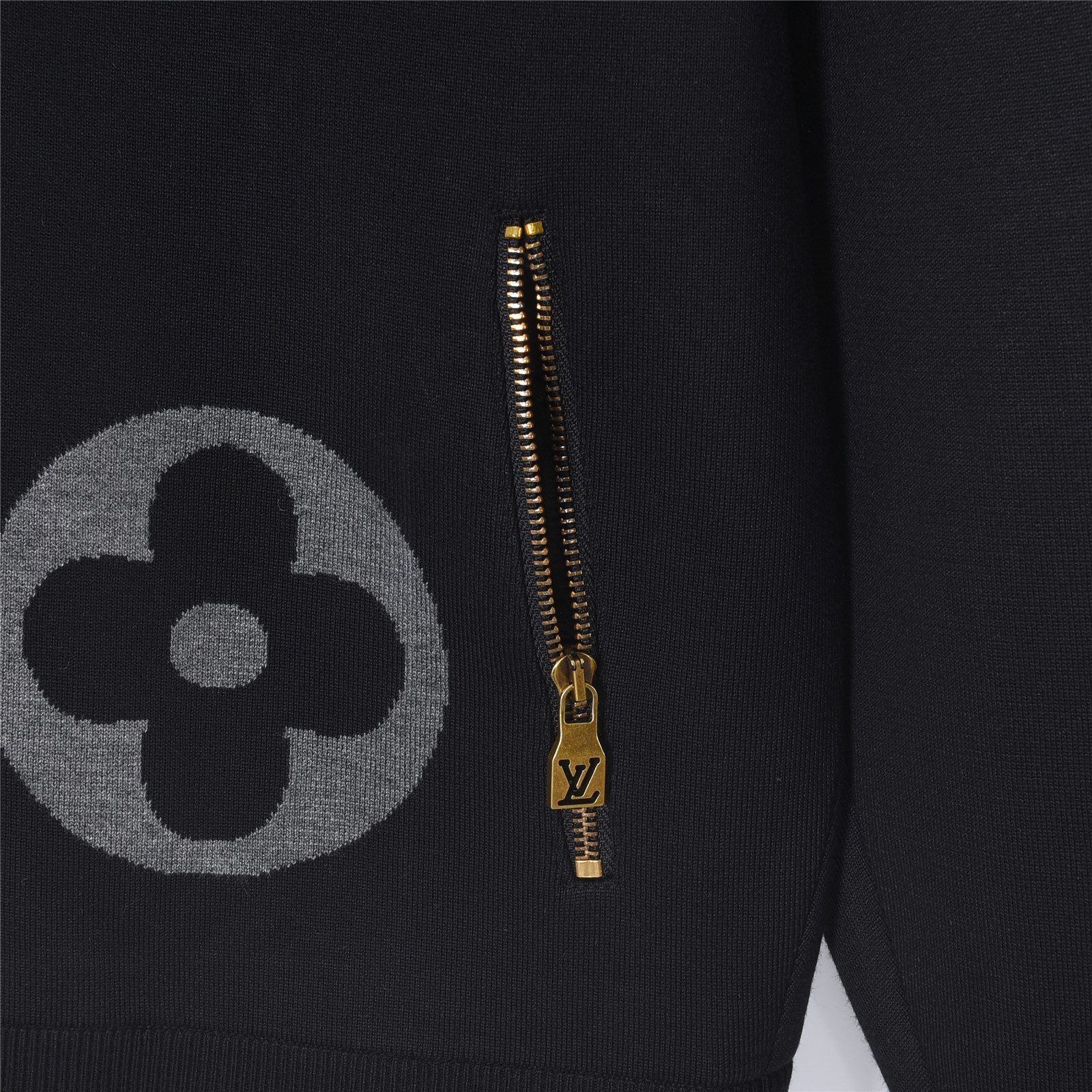 Louis Vuitton Oversized Logo Jacquard Stand Collar Knit Jacket