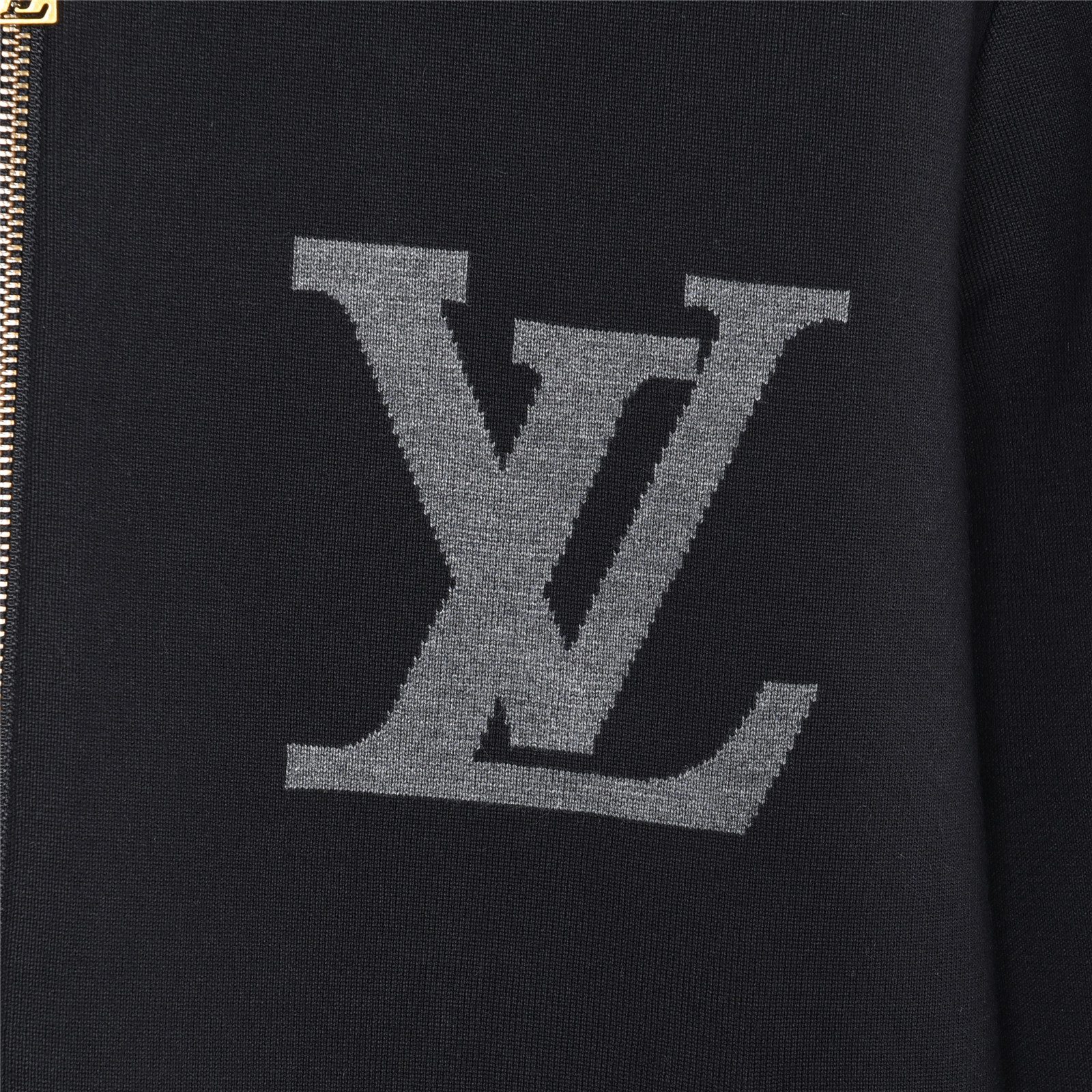 Louis Vuitton Oversized Logo Jacquard Stand Collar Knit Jacket
