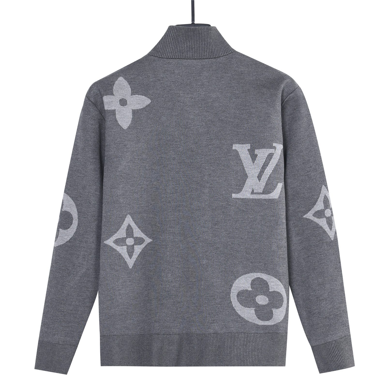 Louis Vuitton Oversized Logo Jacquard Stand Collar Knit Jacket
