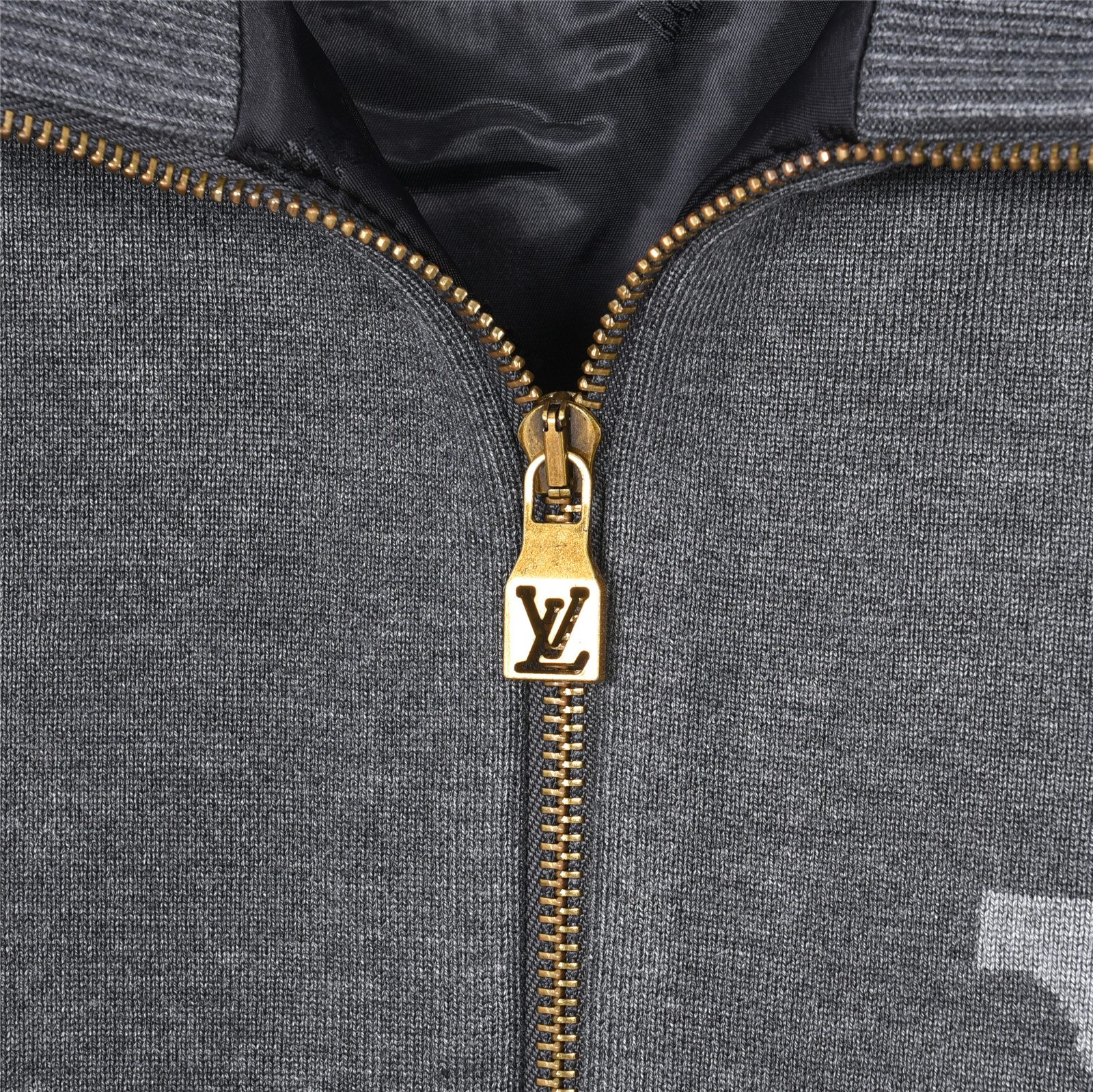 Louis Vuitton Oversized Logo Jacquard Stand Collar Knit Jacket