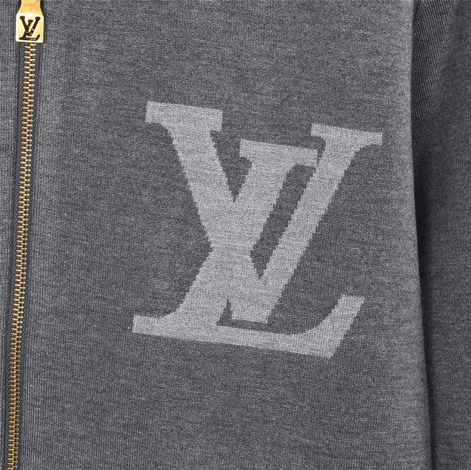 Louis Vuitton Oversized Logo Jacquard Stand Collar Knit Jacket