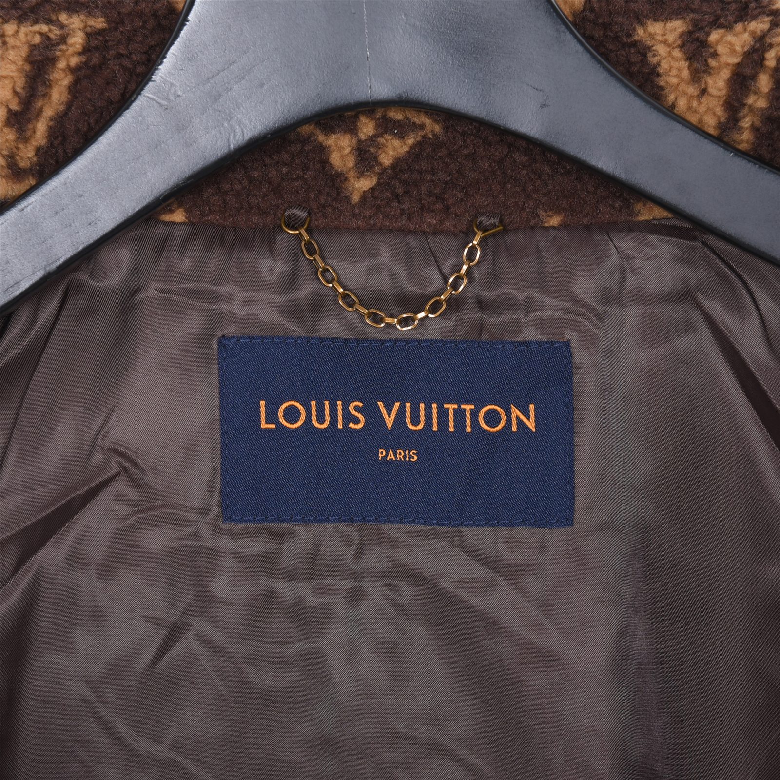 Louis Vuitton Dark Brown Monogram Teddy Fleece Stand Collar Jacket