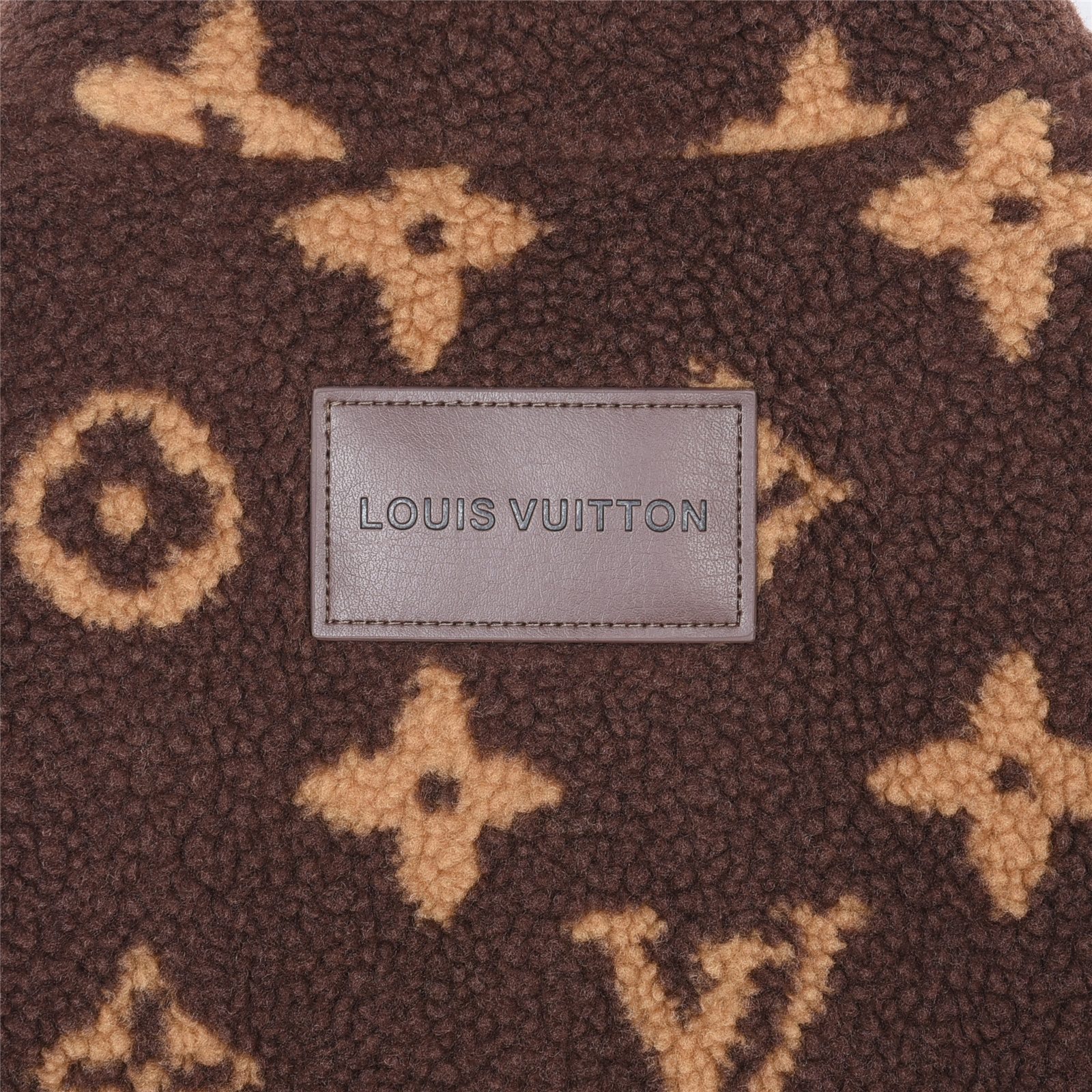 Louis Vuitton Dark Brown Monogram Teddy Fleece Stand Collar Jacket