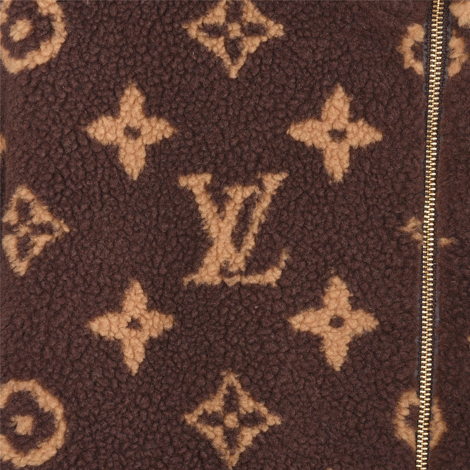 Louis Vuitton Dark Brown Monogram Teddy Fleece Stand Collar Jacket