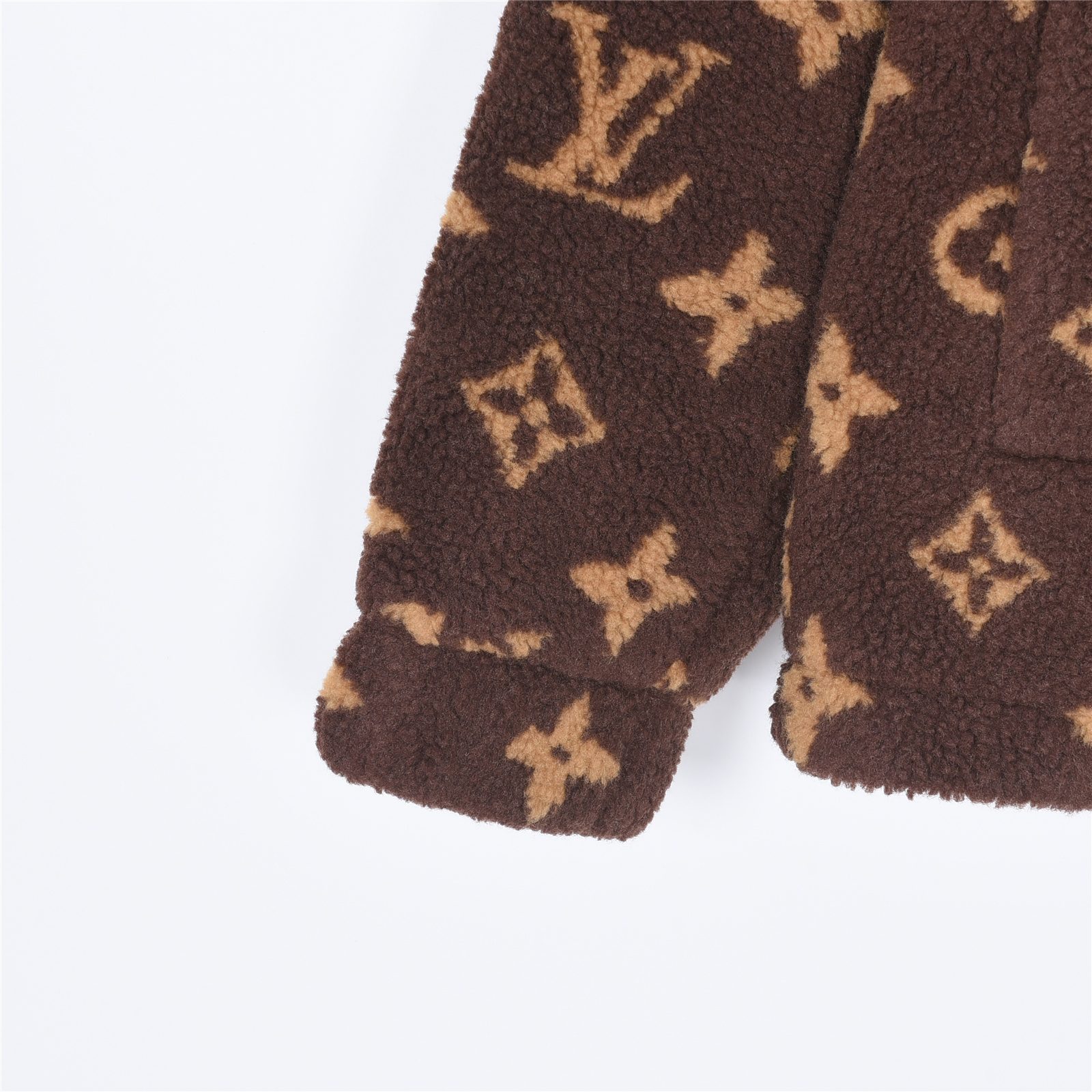 Louis Vuitton Dark Brown Monogram Teddy Fleece Stand Collar Jacket
