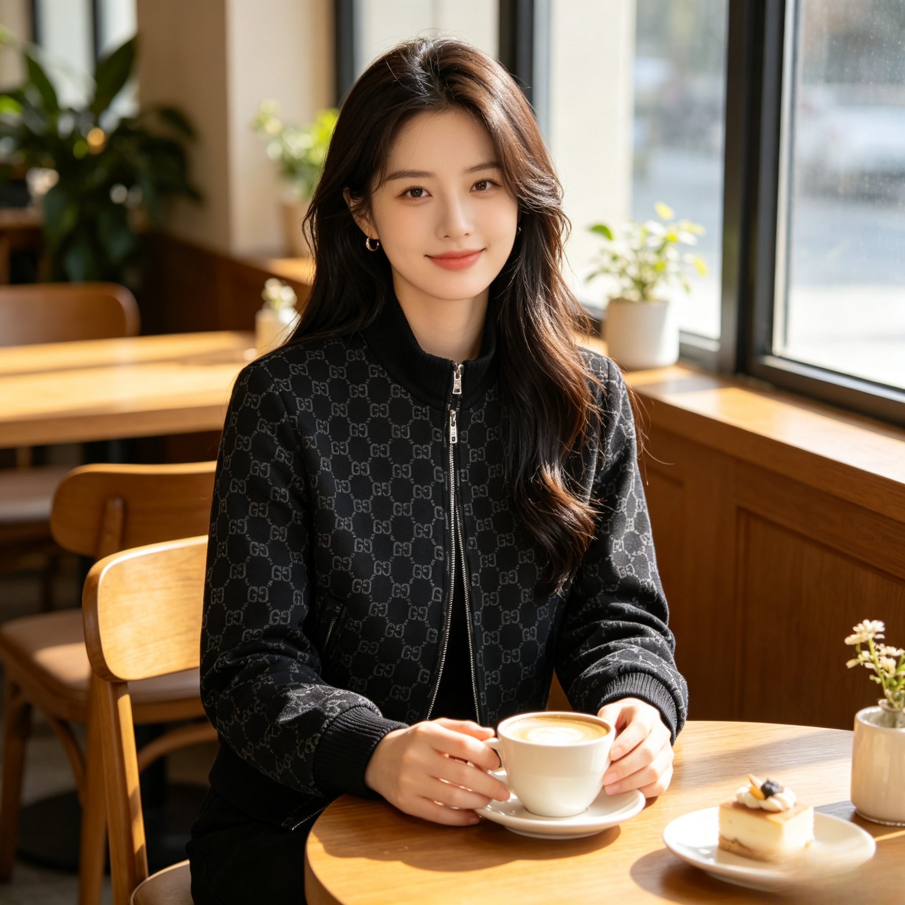 Gucci GG Monogram Jacquard Knit Baseball Collar Jacket
