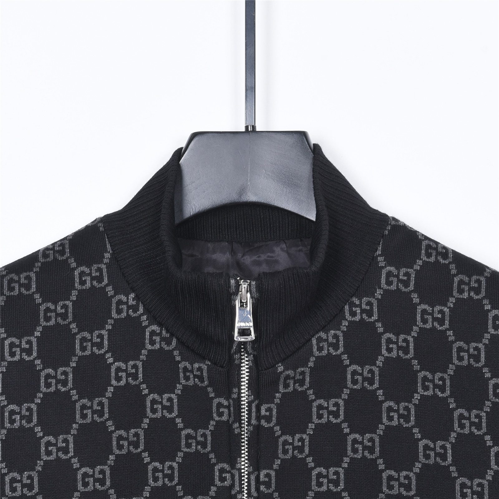 Gucci GG Monogram Jacquard Knit Baseball Collar Jacket