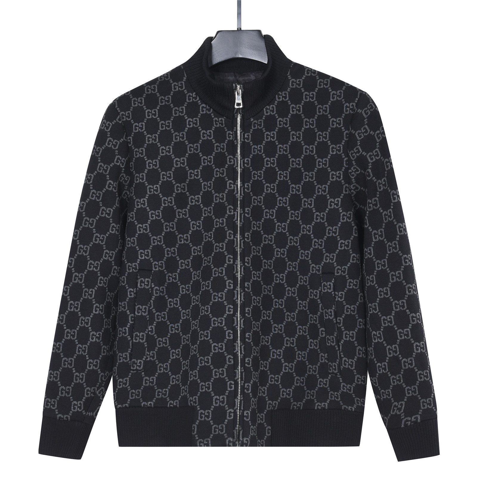 Gucci GG Monogram Jacquard Knit Baseball Collar Jacket