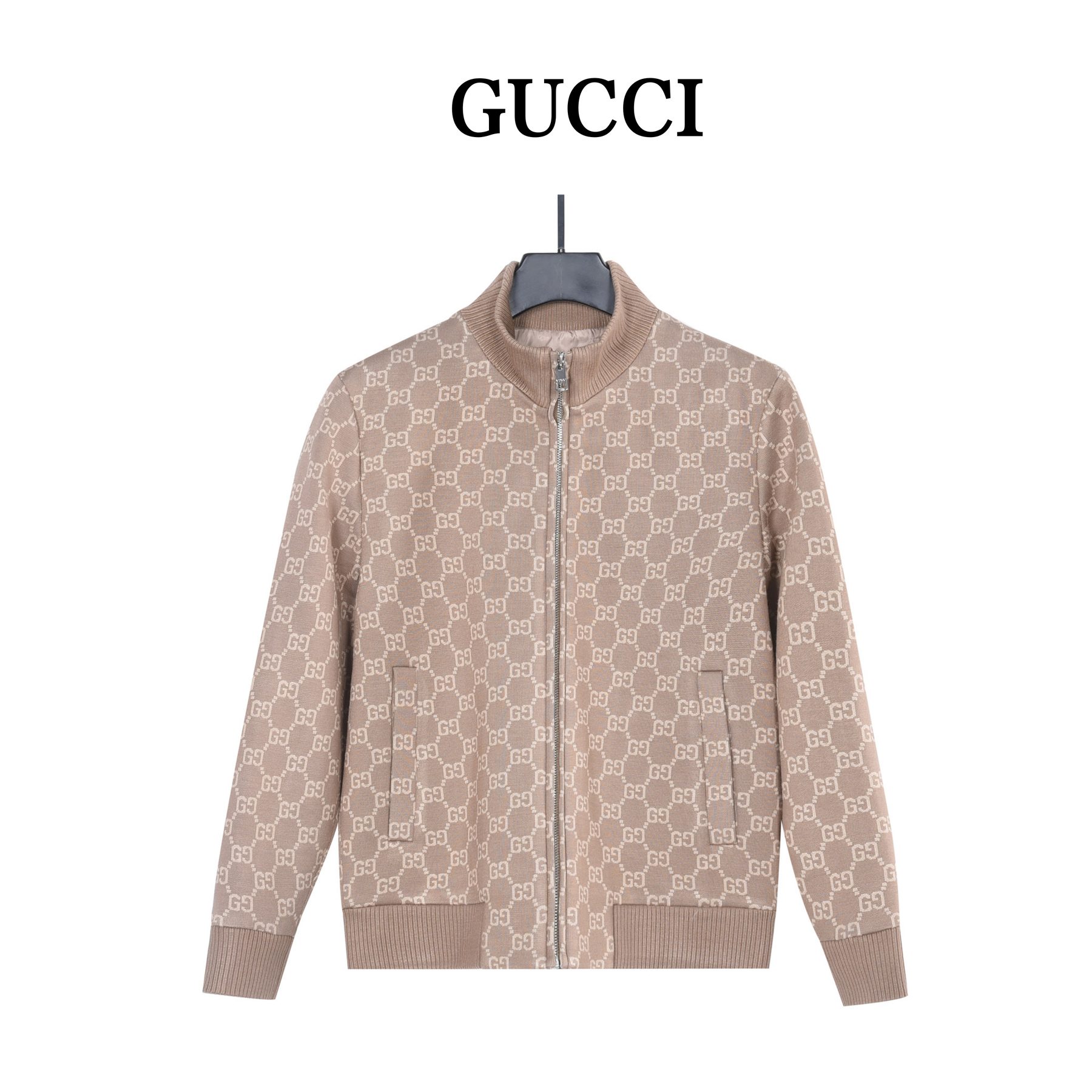 Gucci GG Monogram Jacquard Knit Baseball Collar Jacket