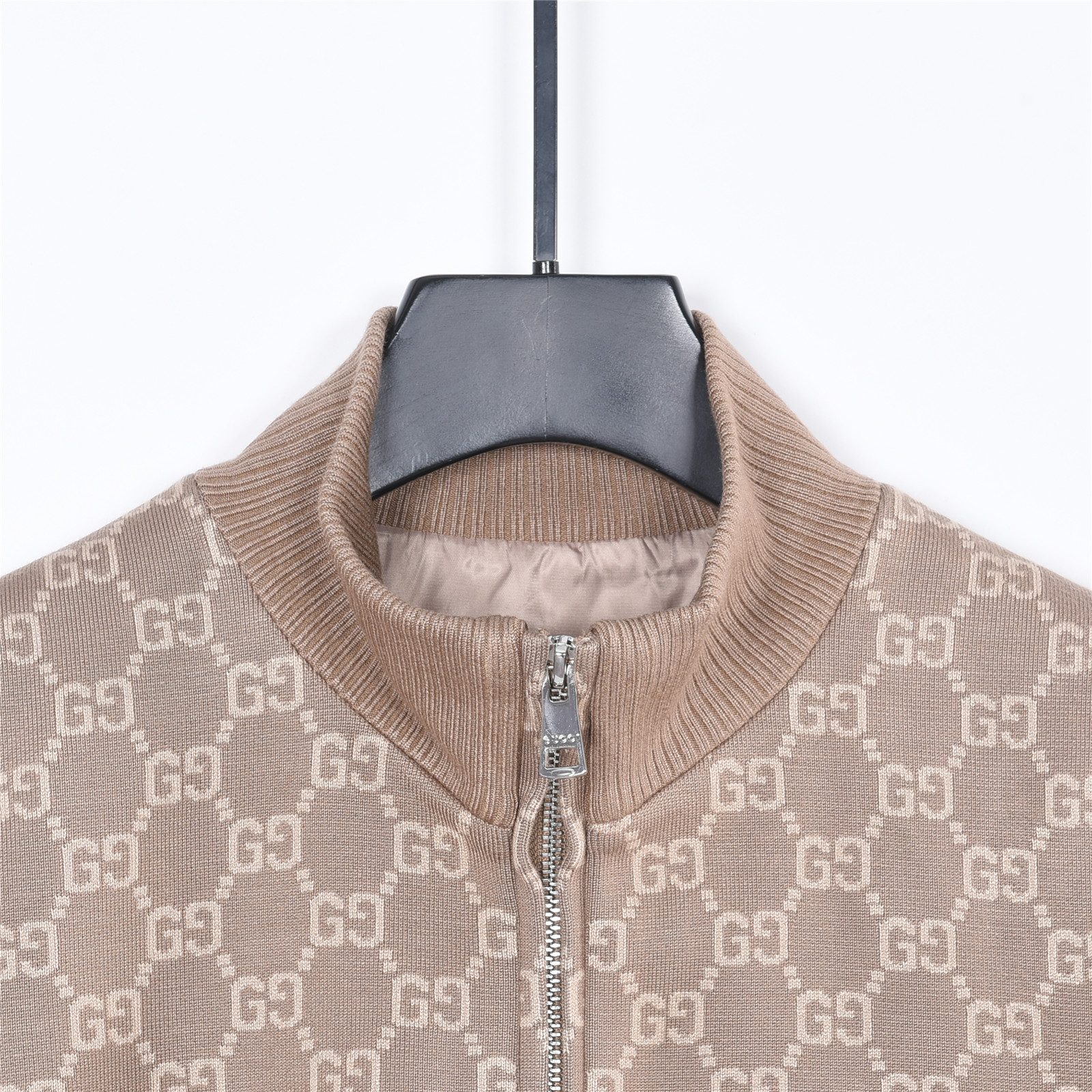 Gucci GG Monogram Jacquard Knit Baseball Collar Jacket