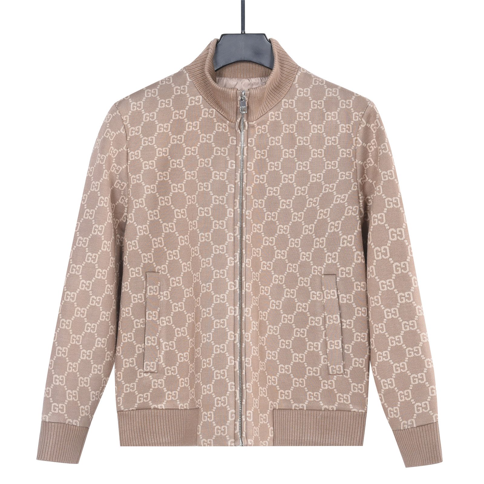 Gucci GG Monogram Jacquard Knit Baseball Collar Jacket