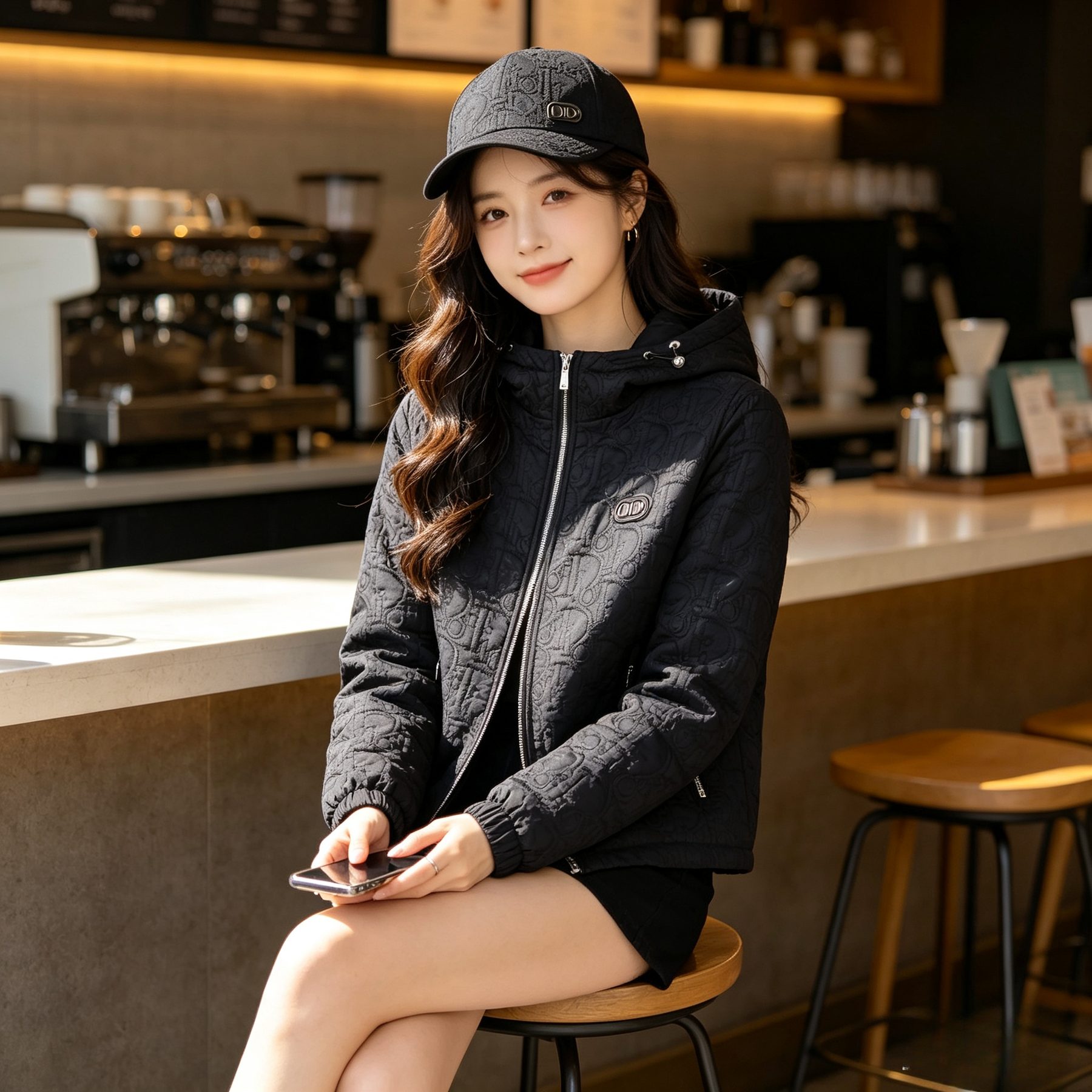 Dior Embossed Quilted CD Hooded Zip Jacket
