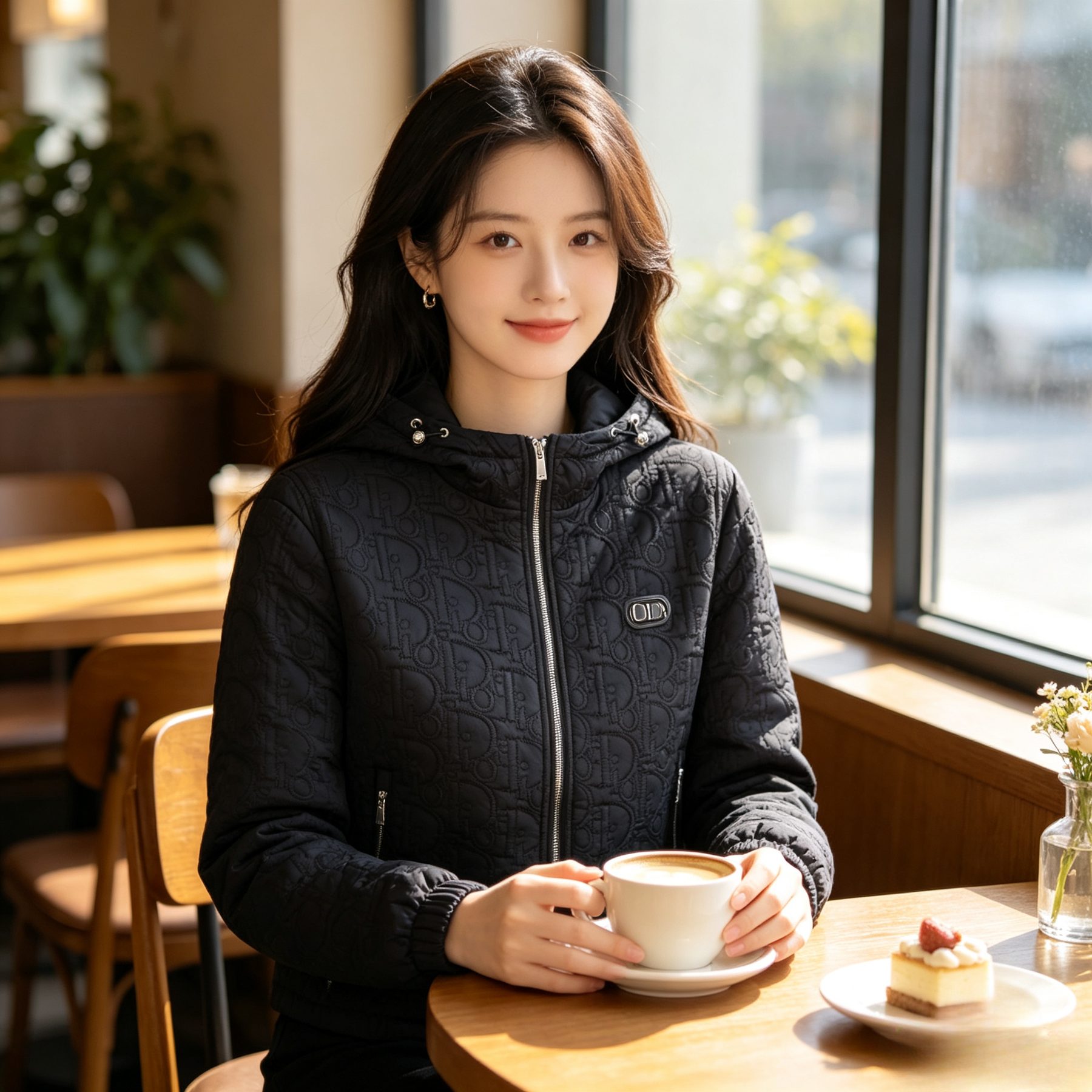 Dior Embossed Quilted CD Hooded Zip Jacket