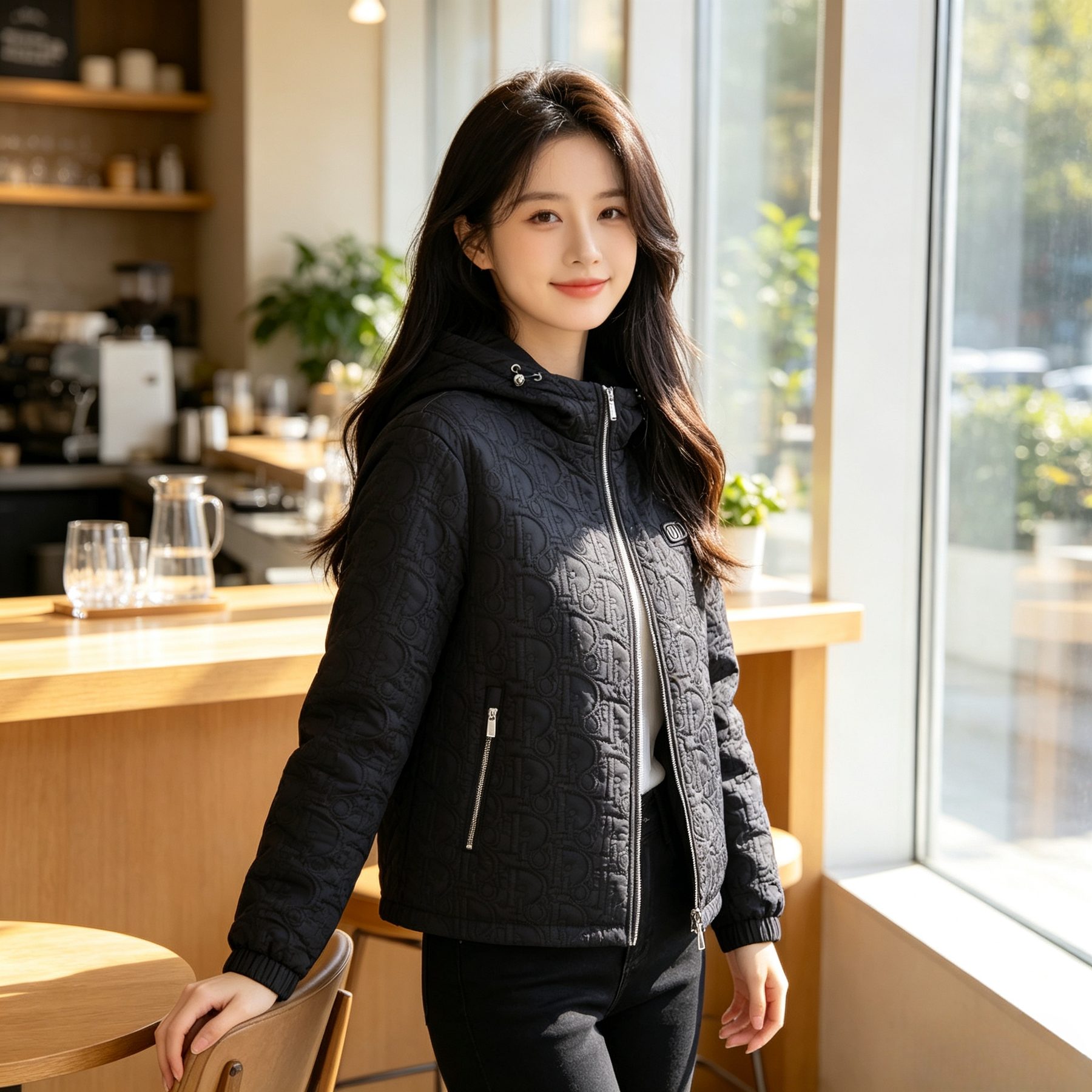 Dior Embossed Quilted CD Hooded Zip Jacket