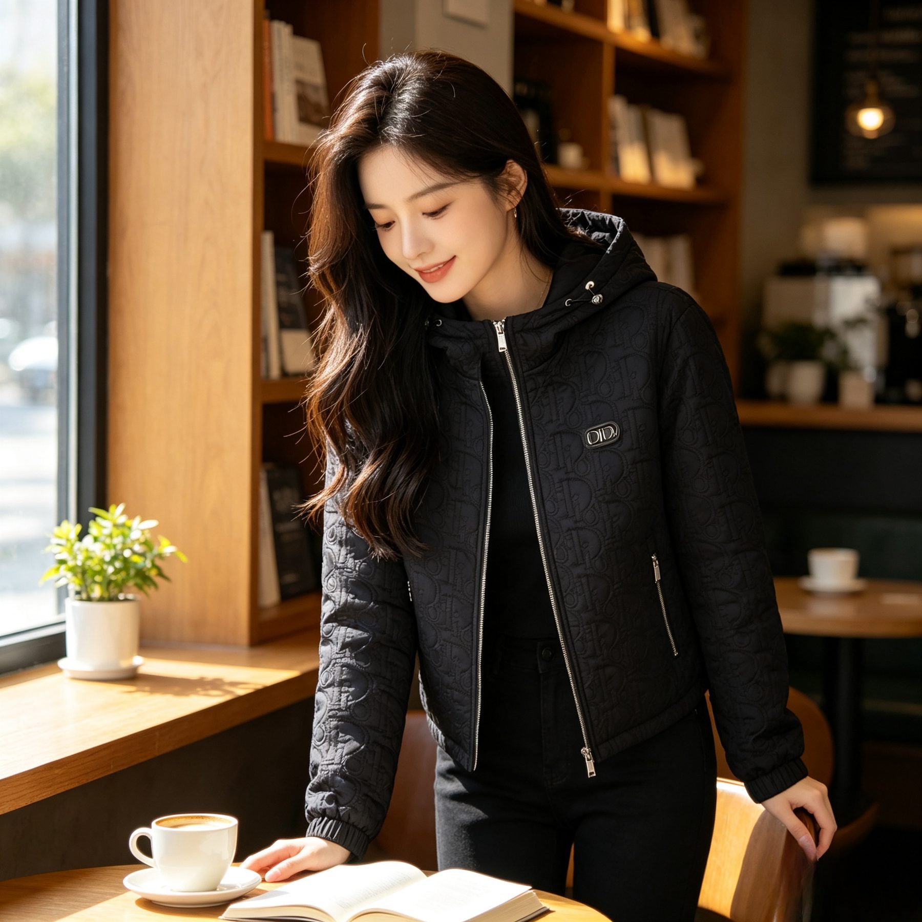 Dior Embossed Quilted CD Hooded Zip Jacket