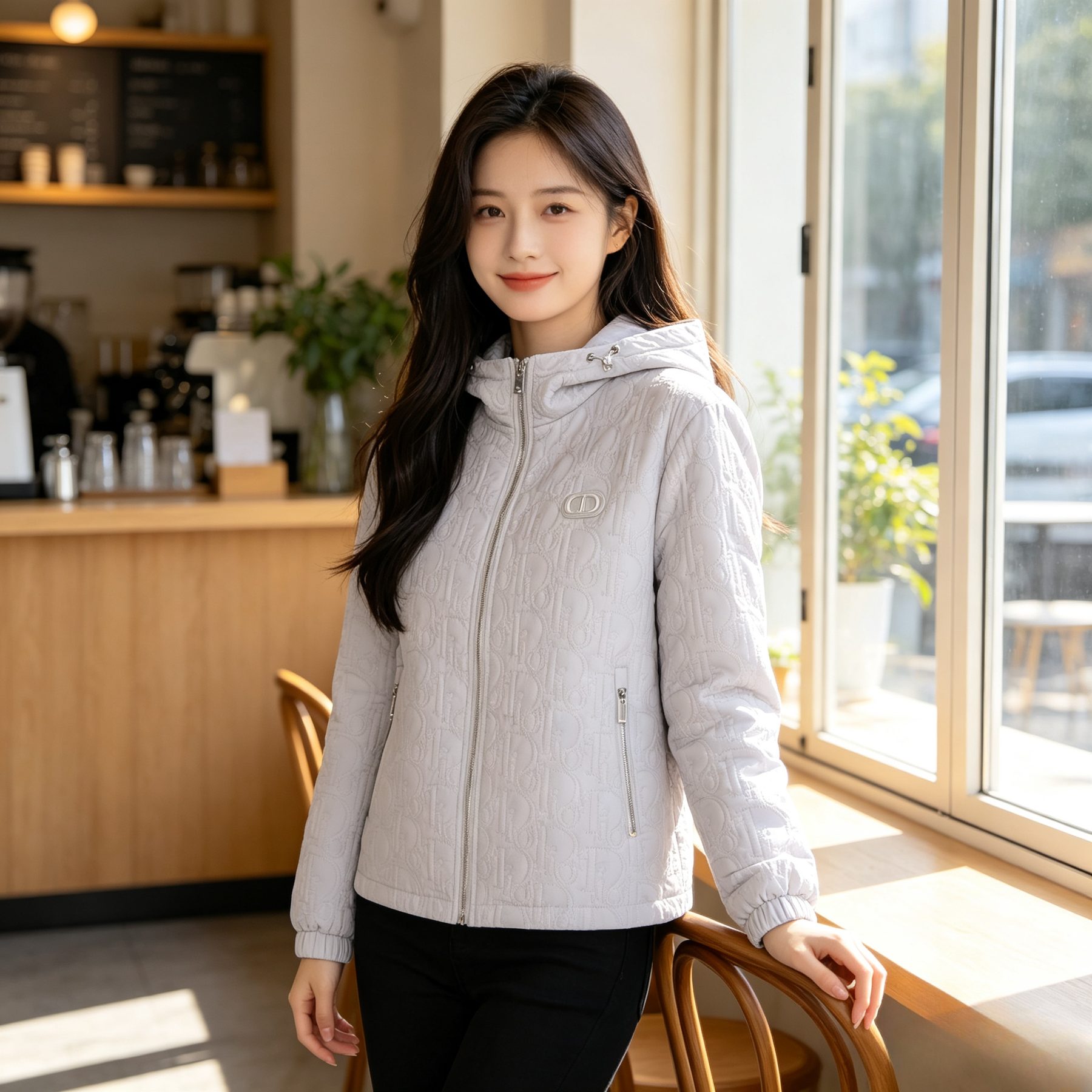 Dior Embossed Quilted CD Hooded Zip Jacket