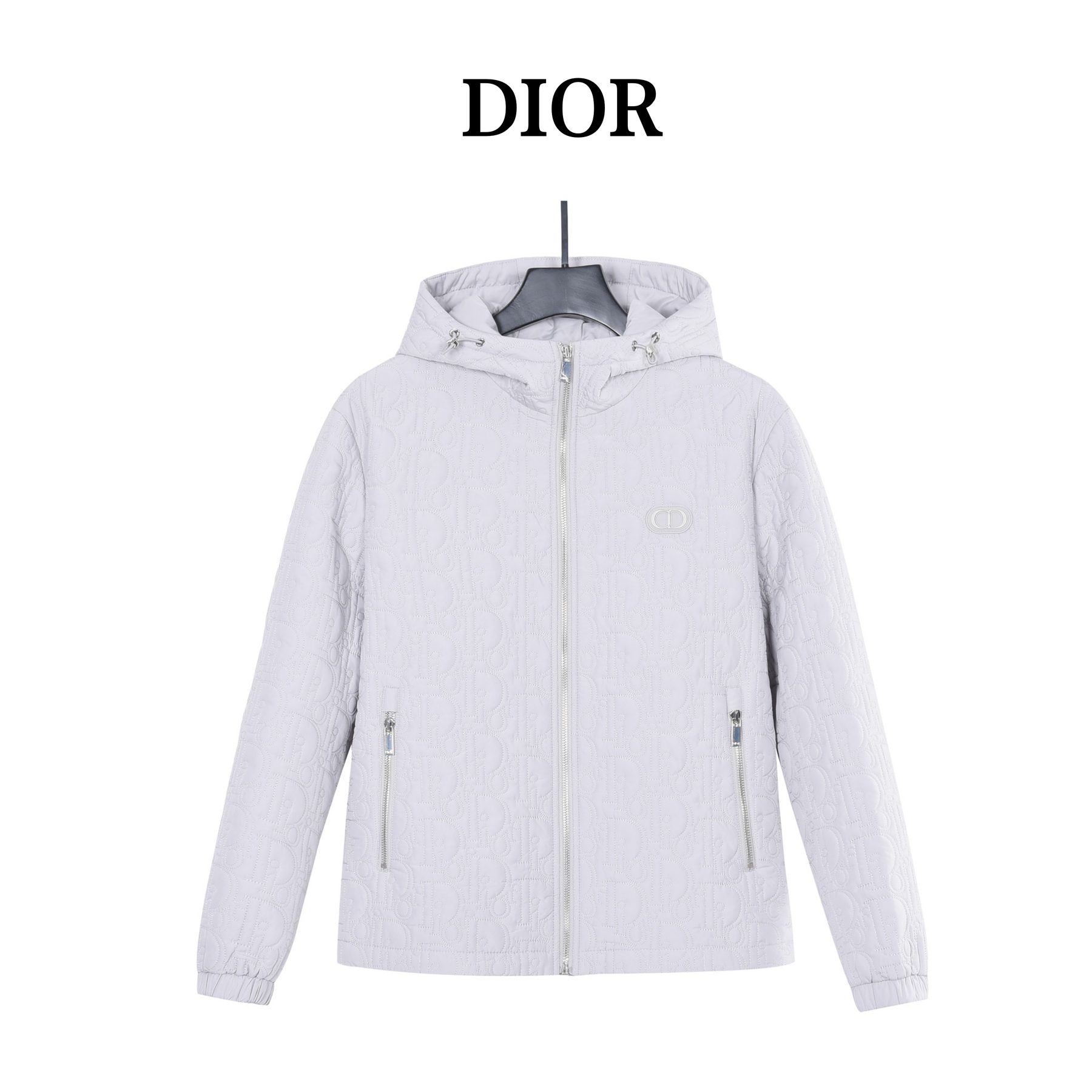 Dior Embossed Quilted CD Hooded Zip Jacket
