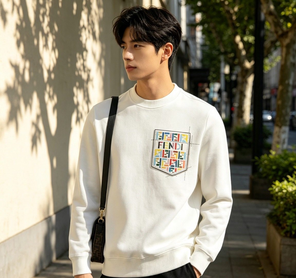 Fendi Colorful FF Faux Pocket Print Crewneck Sweatshirt