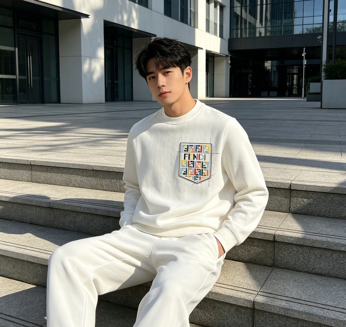 Fendi Colorful FF Faux Pocket Print Crewneck Sweatshirt