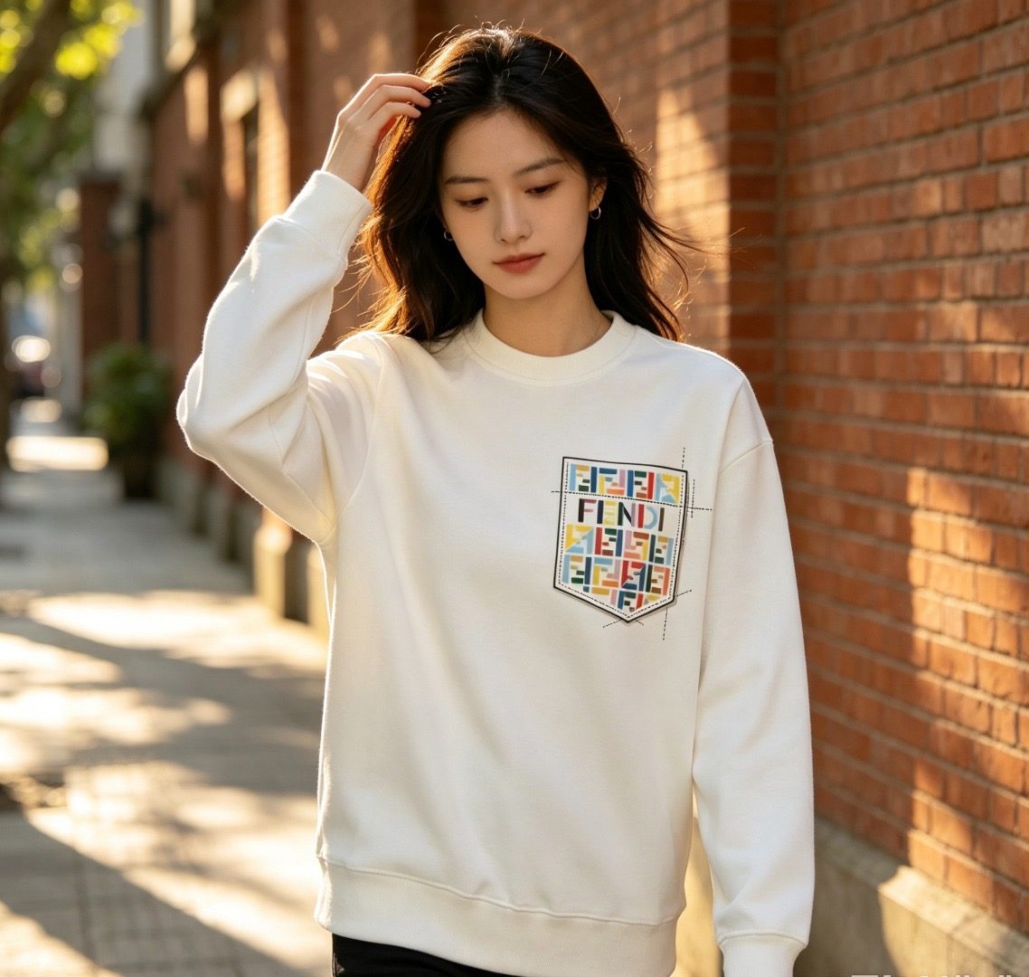 Fendi Colorful FF Faux Pocket Print Crewneck Sweatshirt