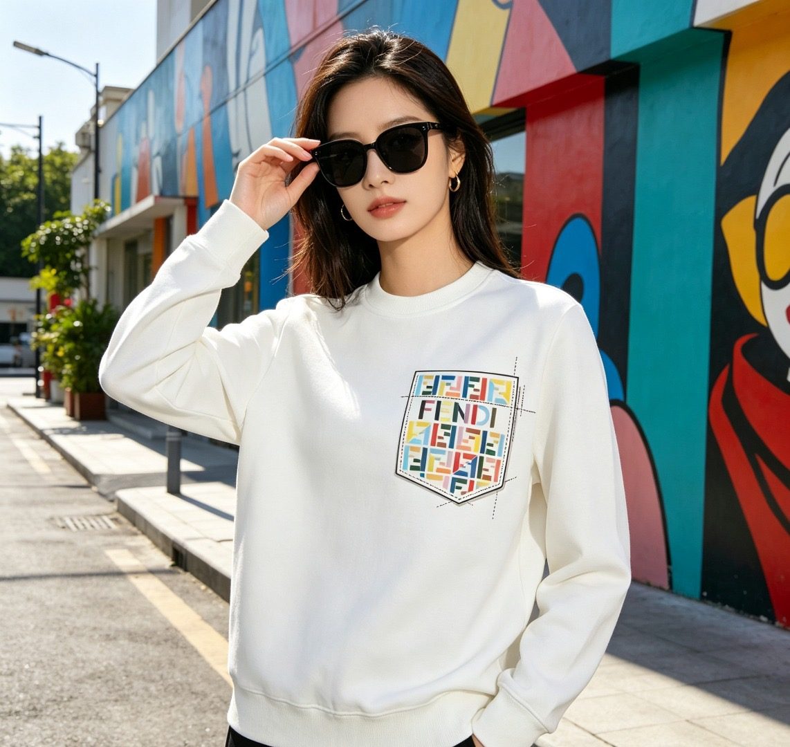 Fendi Colorful FF Faux Pocket Print Crewneck Sweatshirt