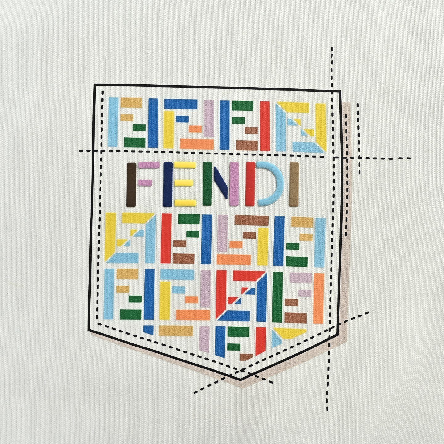 Fendi Colorful FF Faux Pocket Print Crewneck Sweatshirt