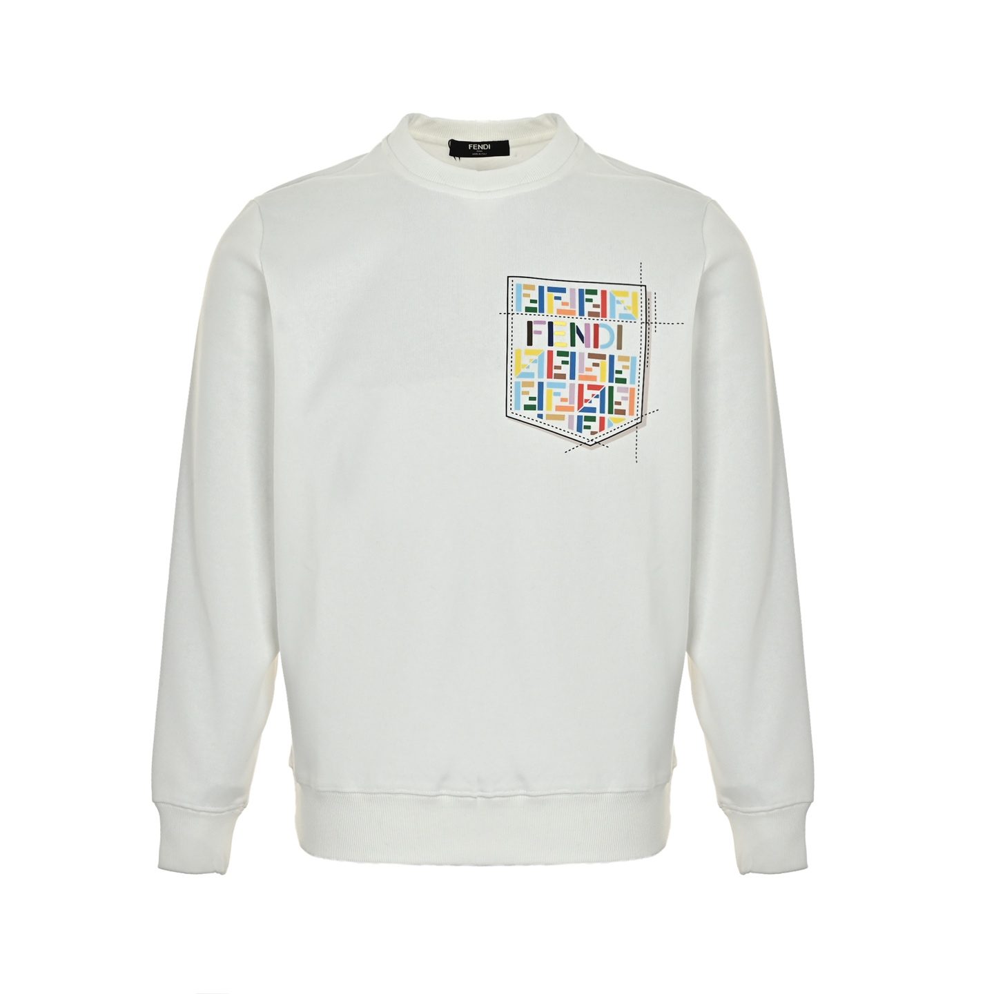 Fendi Colorful FF Faux Pocket Print Crewneck Sweatshirt