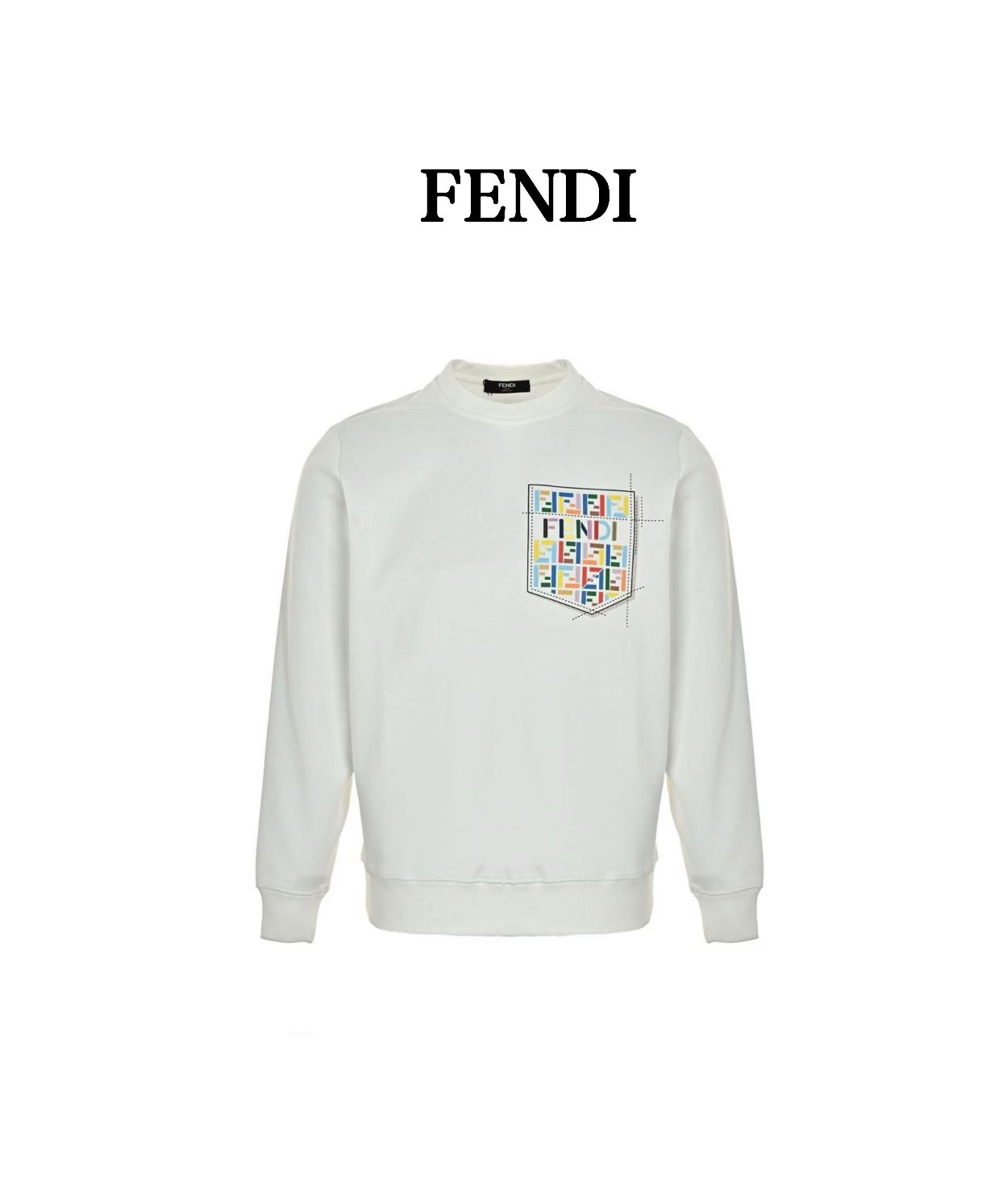 Fendi Colorful FF Faux Pocket Print Crewneck Sweatshirt