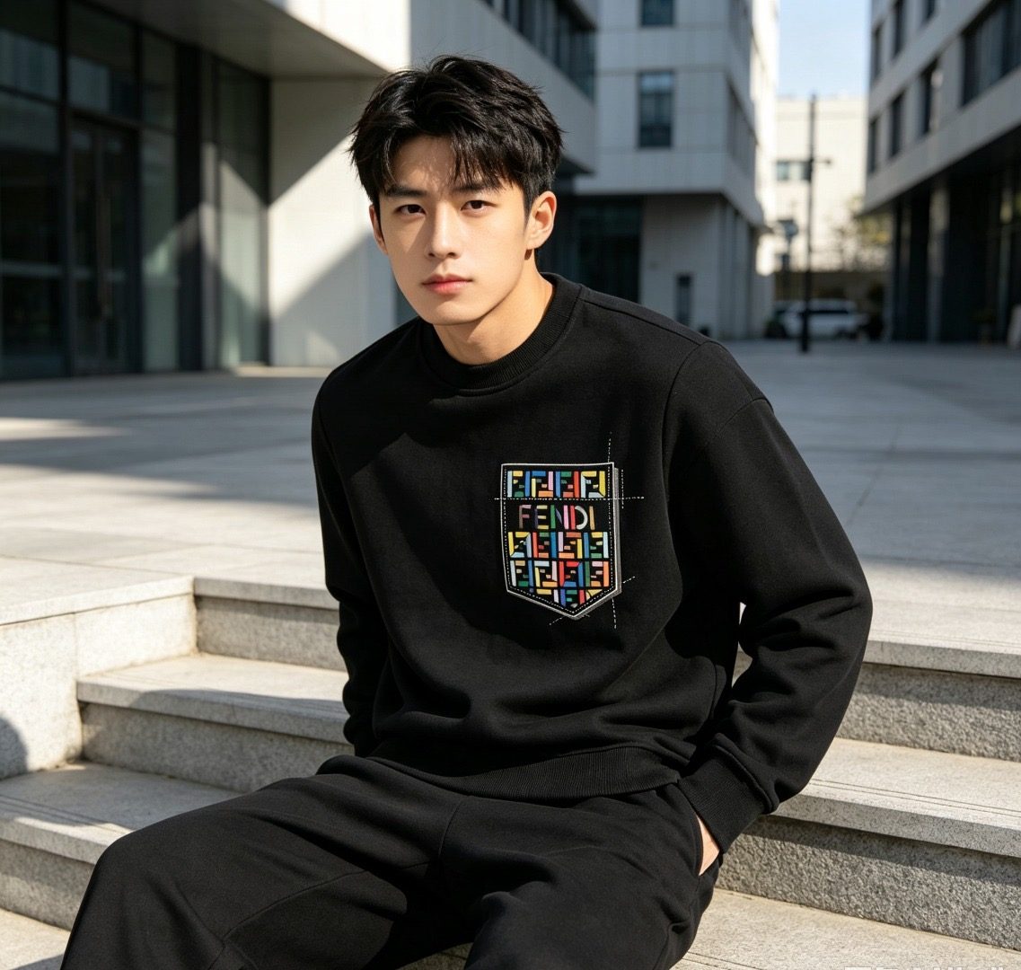 Fendi Colorful FF Faux Pocket Print Crewneck Sweatshirt