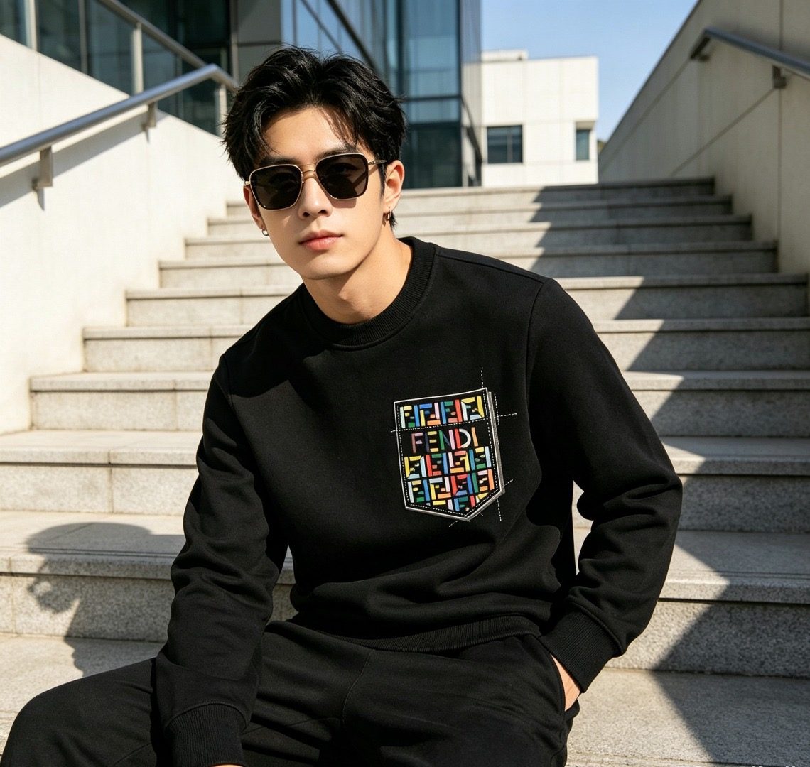 Fendi Colorful FF Faux Pocket Print Crewneck Sweatshirt