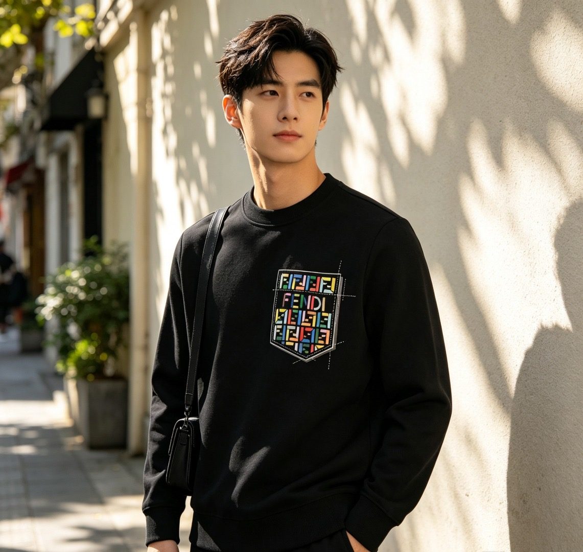 Fendi Colorful FF Faux Pocket Print Crewneck Sweatshirt
