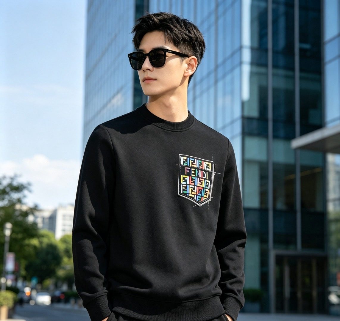 Fendi Colorful FF Faux Pocket Print Crewneck Sweatshirt