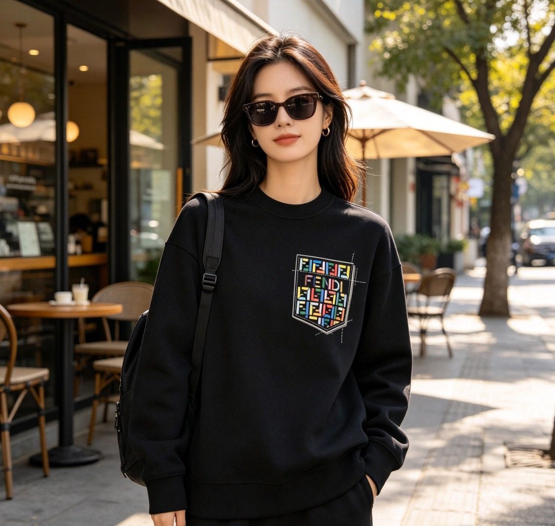 Fendi Colorful FF Faux Pocket Print Crewneck Sweatshirt
